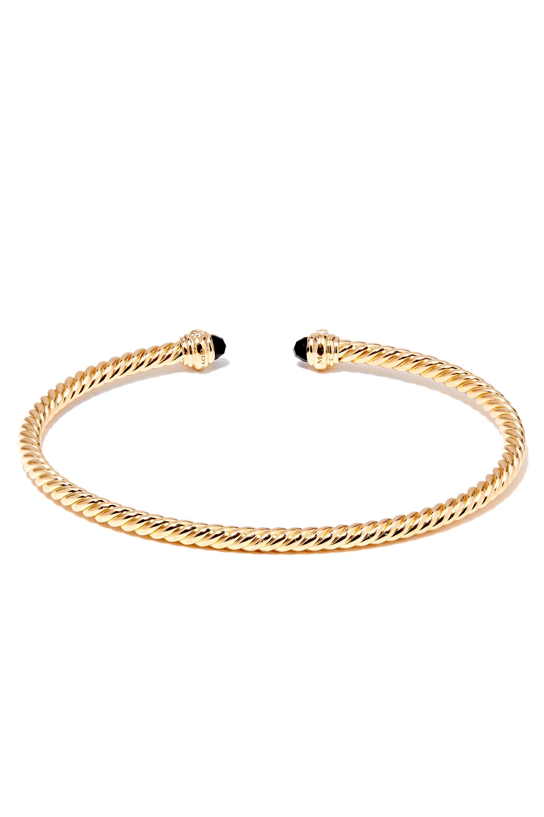 David Yurman Cablespira Bracelet, 18K Yellow Gold, Black Onyx & Diamonds