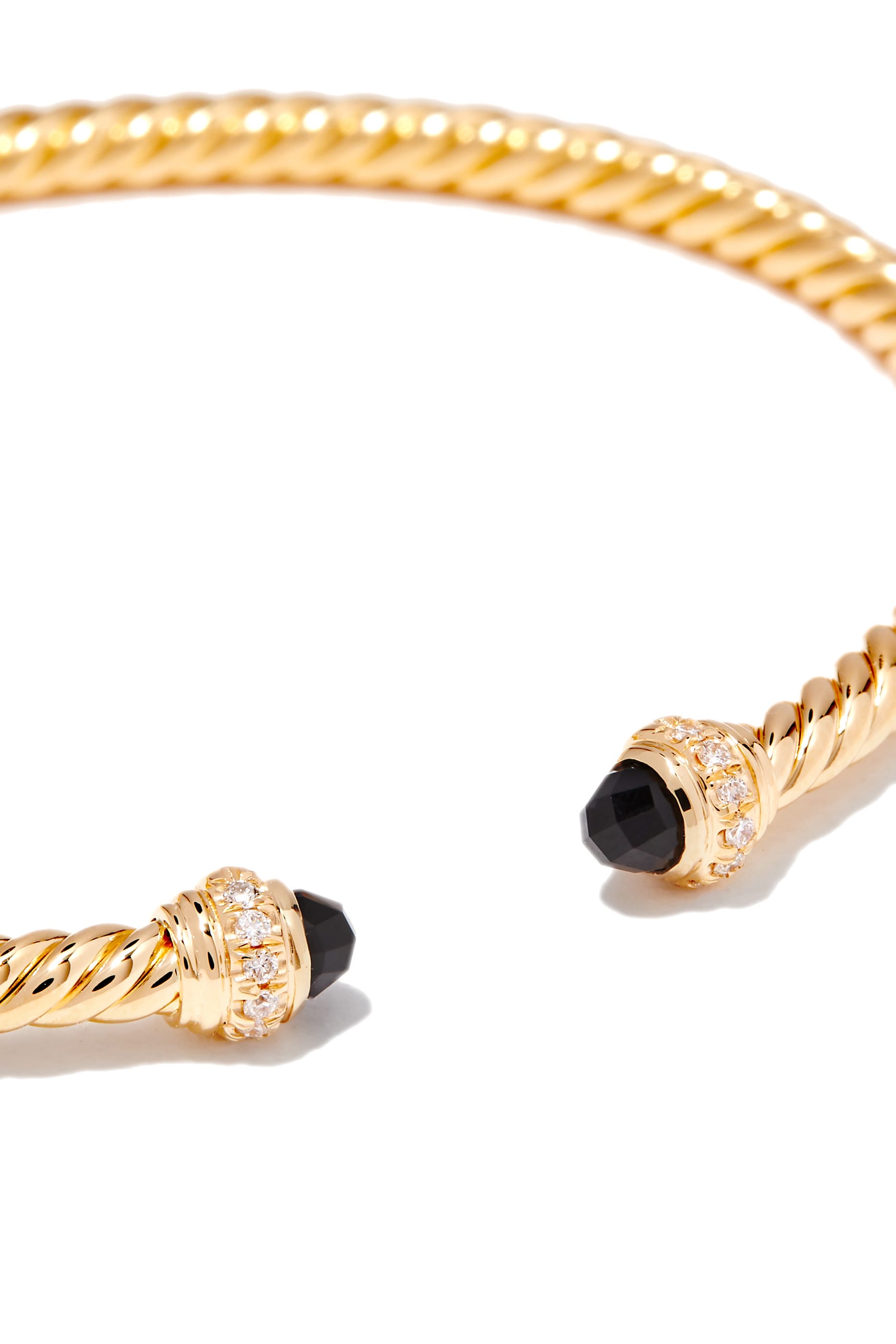 David Yurman Cablespira Bracelet, 18K Yellow Gold, Black Onyx & Diamonds