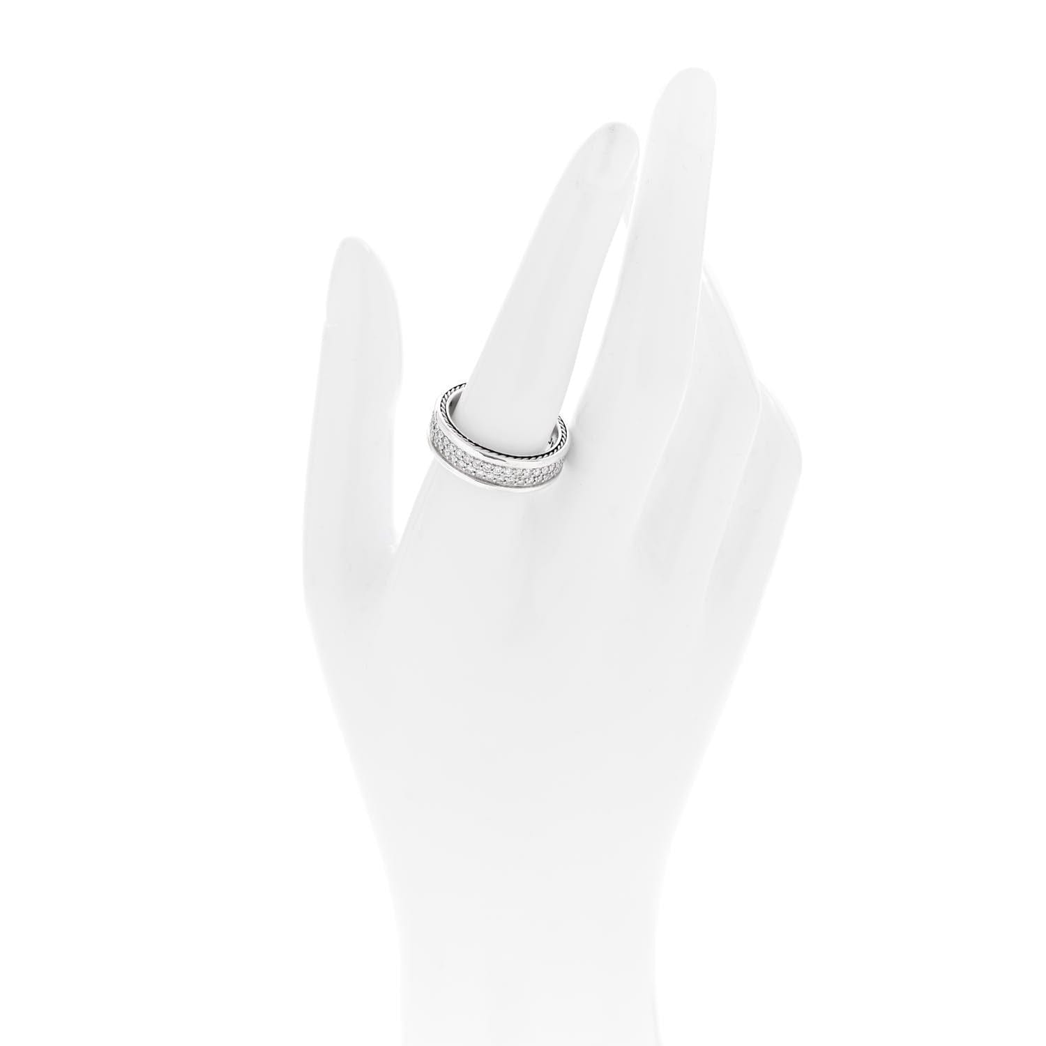 David Yurman Sterling Silver Diamond Streamline Two - Row Band Ring 57 8