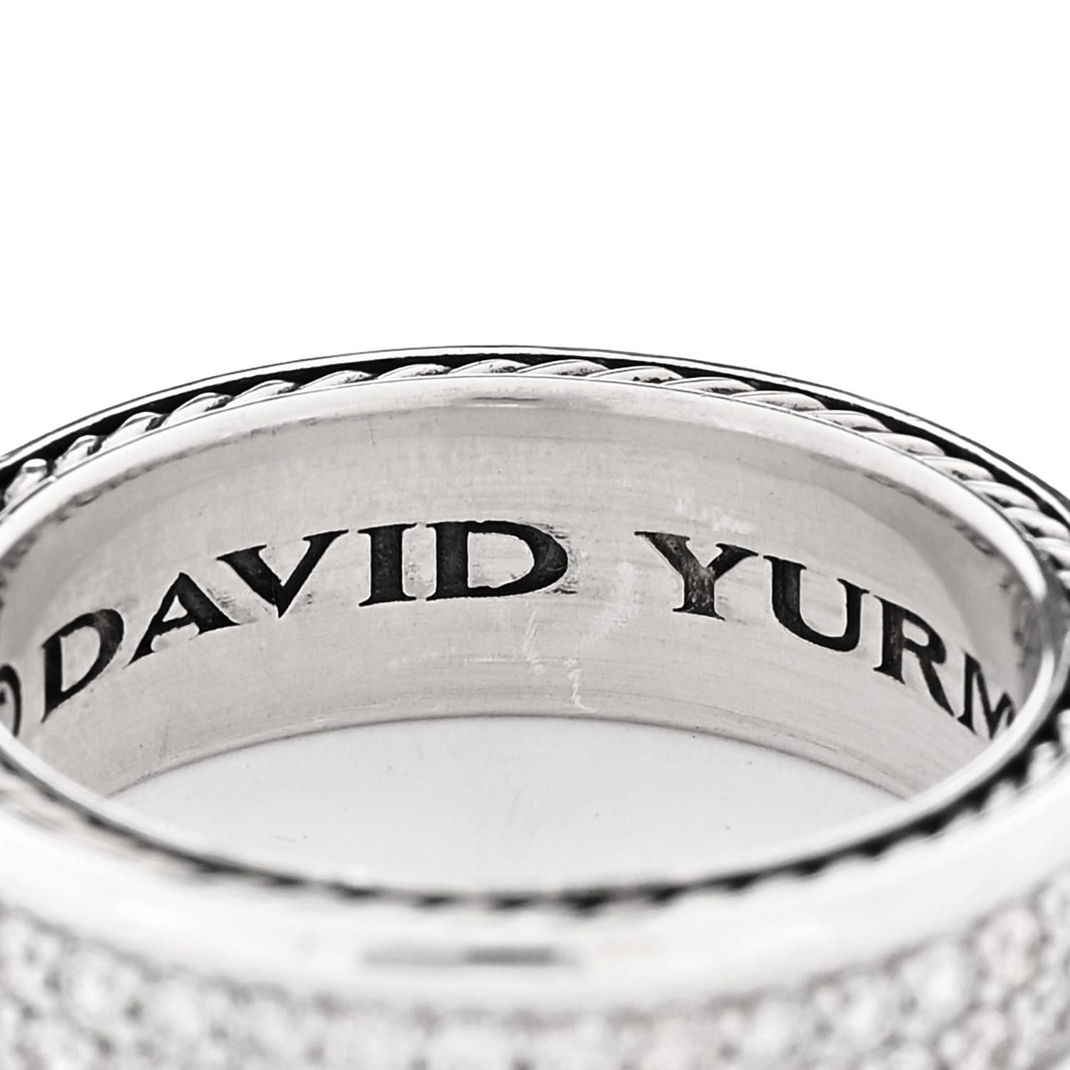 David Yurman Sterling Silver Diamond Streamline Two - Row Band Ring 57 8