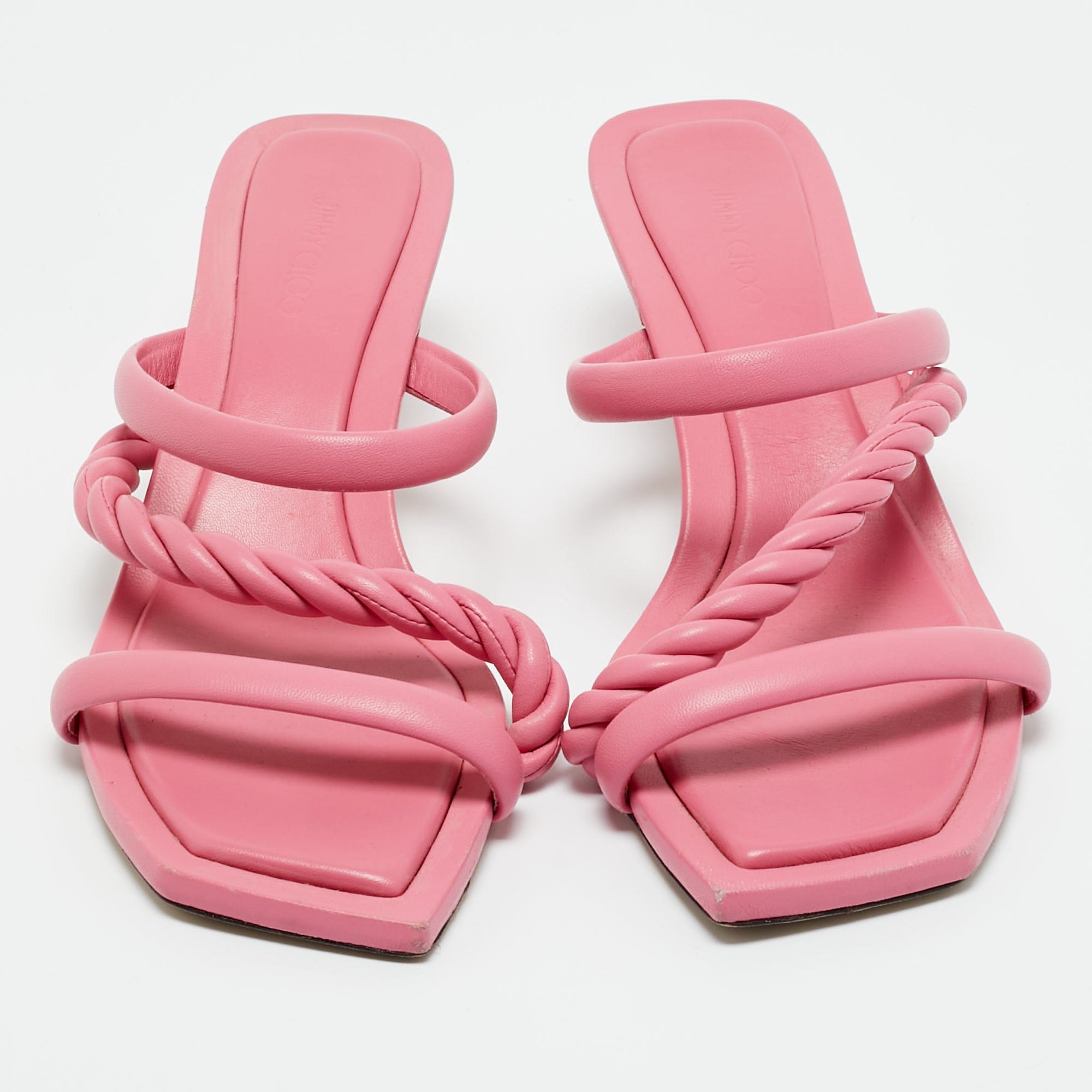 Jimmy Choo Pink Leather Diosa Slide Sandals