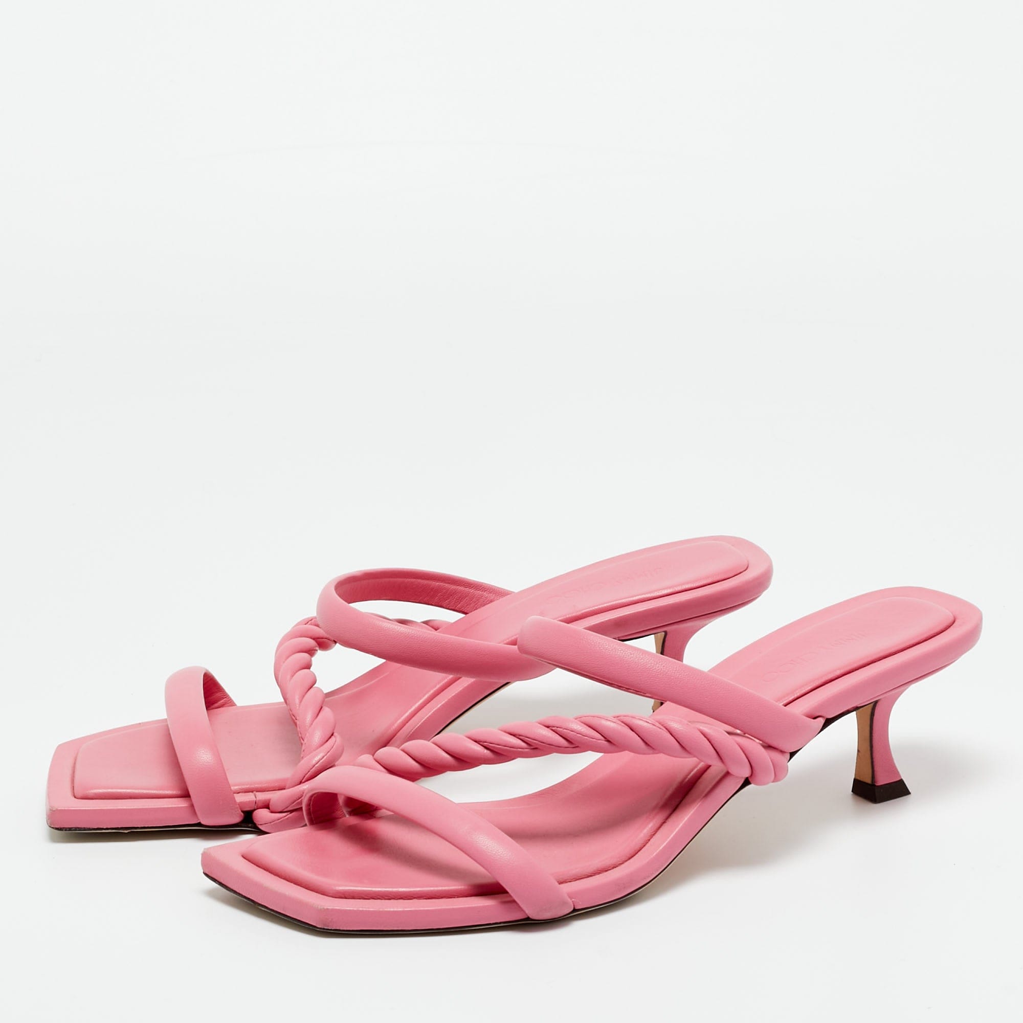 Jimmy Choo Pink Leather Diosa Slide Sandals