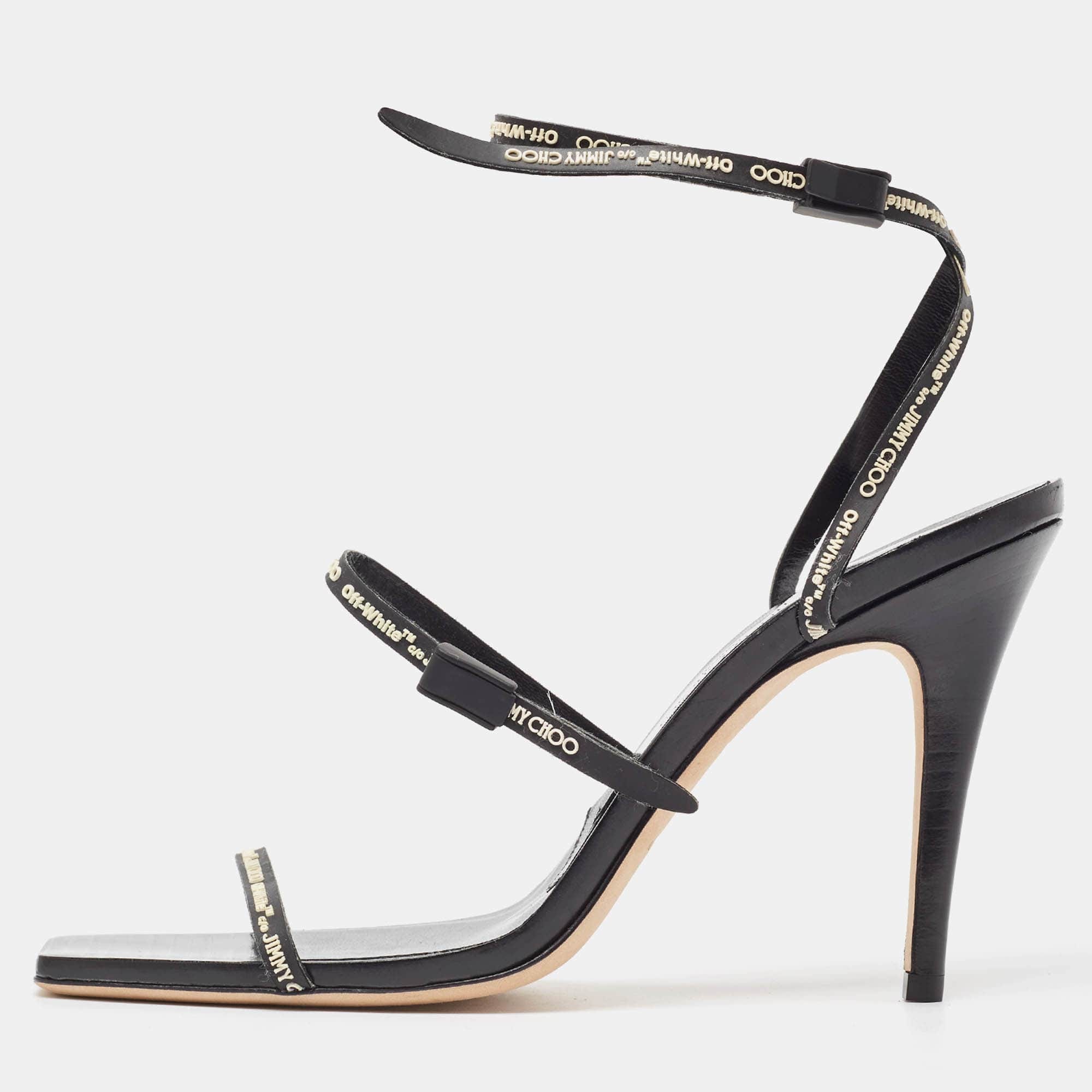 Jimmy Choo x Off - White Black Leather Jane Sandals