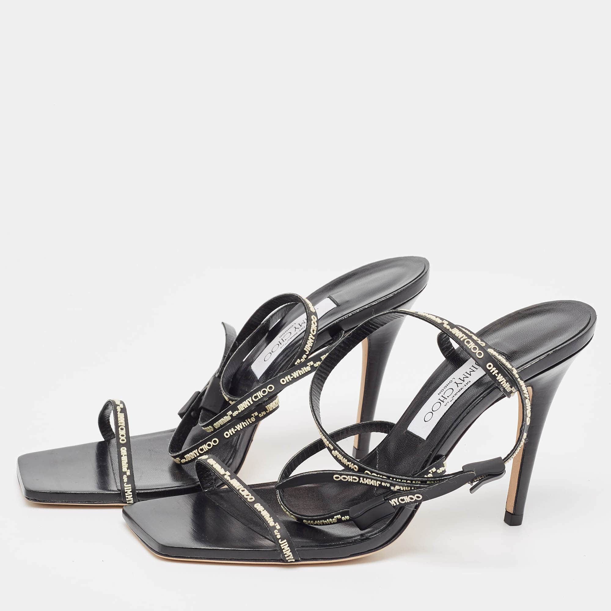 Jimmy Choo x Off - White Black Leather Jane Sandals