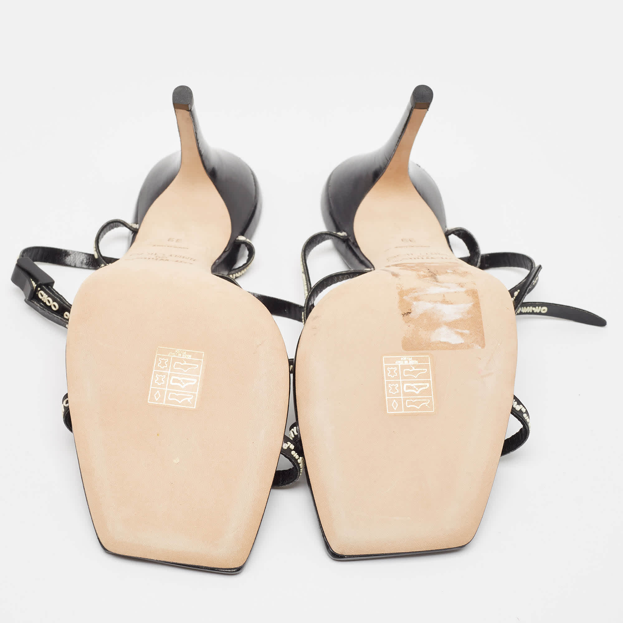 Jimmy Choo x Off - White Black Leather Jane Sandals