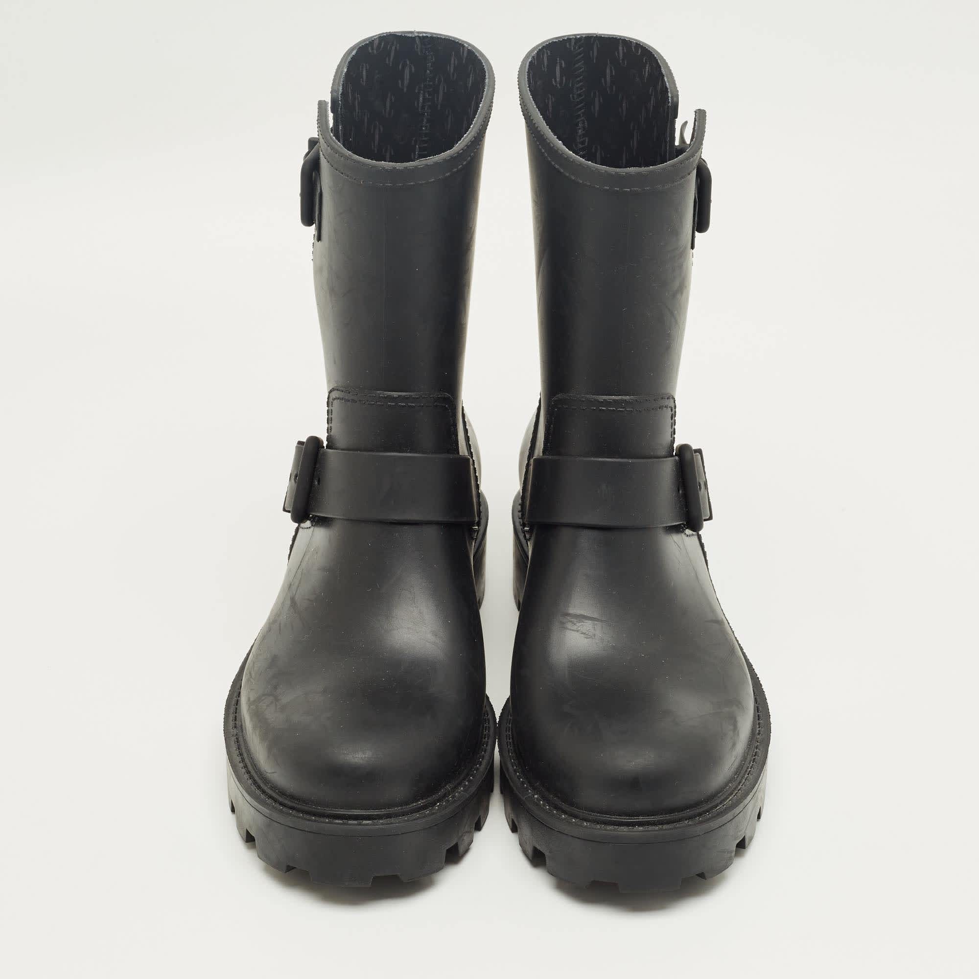 Jimmy Choo Black Rubber Yael Ankle Length Boots