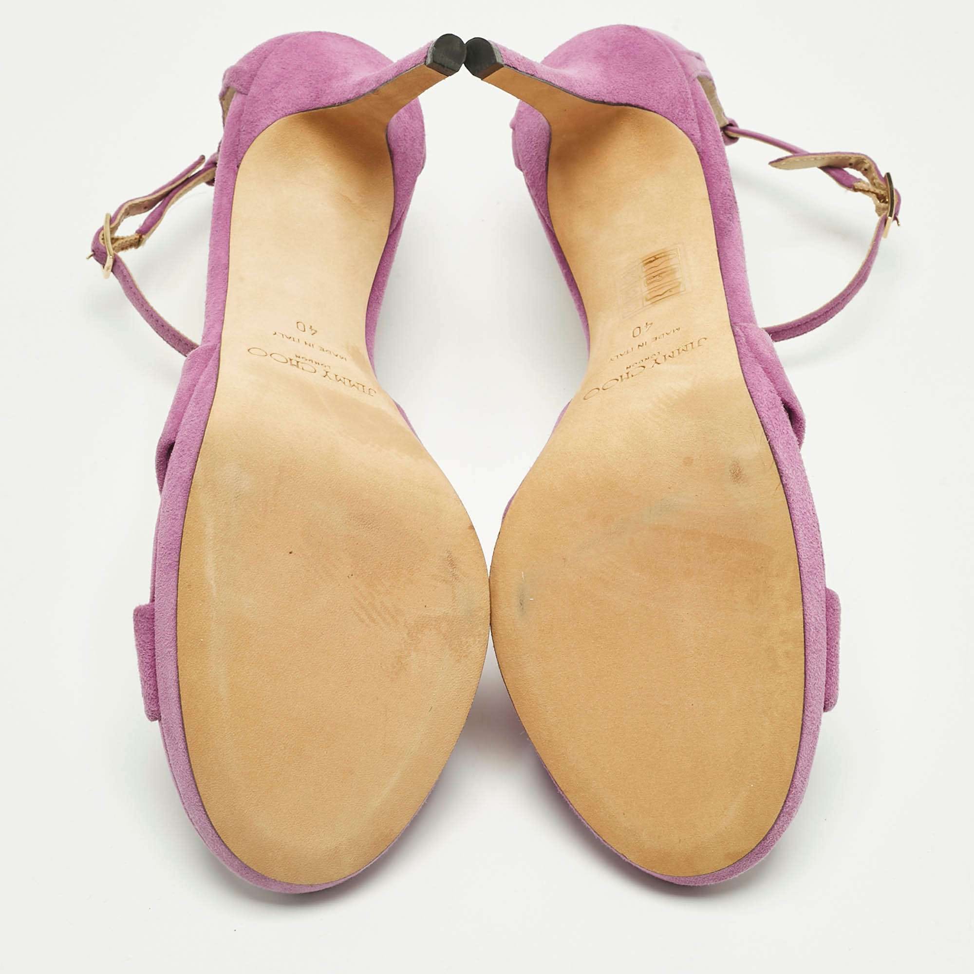Jimmy Choo Purple Suede Accents Ankle Strap Sandals