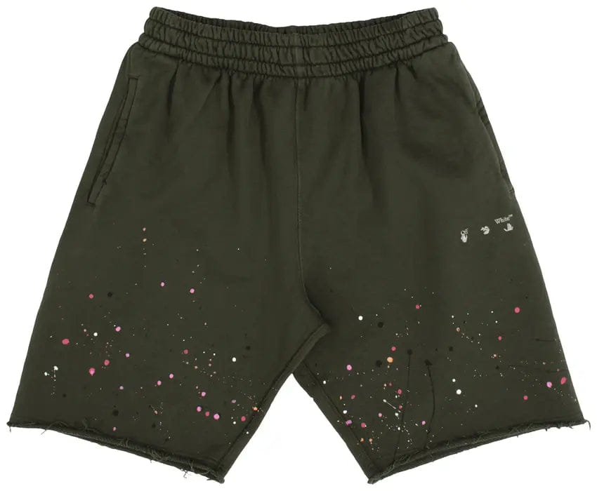 Off - White Vintage Paint Sweatshorts Kombu Green White