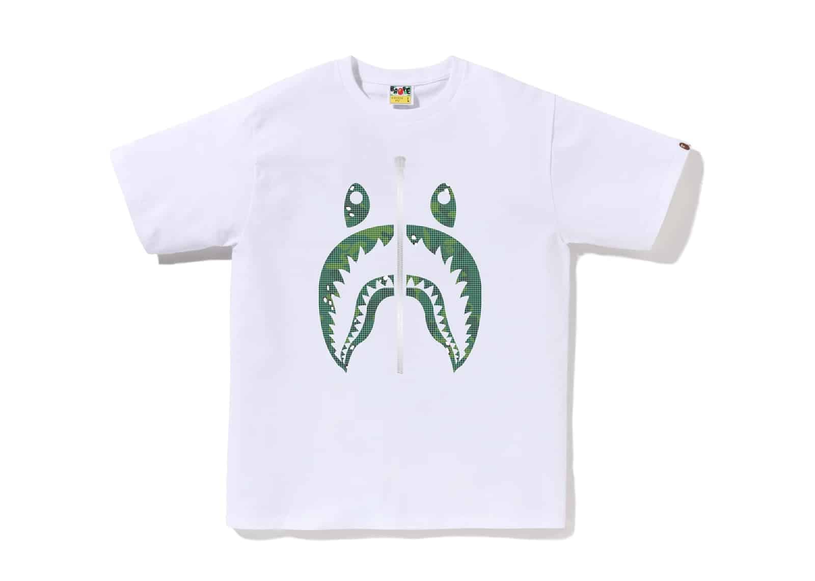 Bape Bitmap Shark T-Shirt White Green
