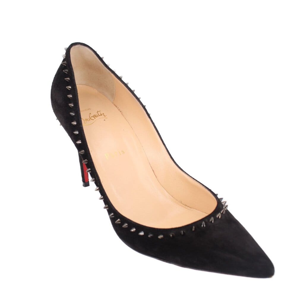Christian Louboutin SUEDE SPIKE HEELS BLACK 40 EU | 9.5 US