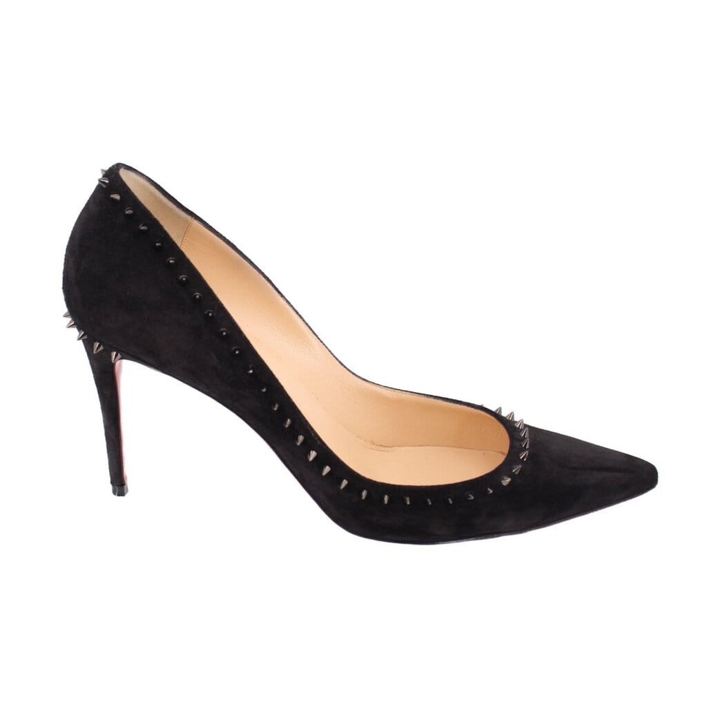 Christian Louboutin SUEDE SPIKE HEELS BLACK 40 EU | 9.5 US