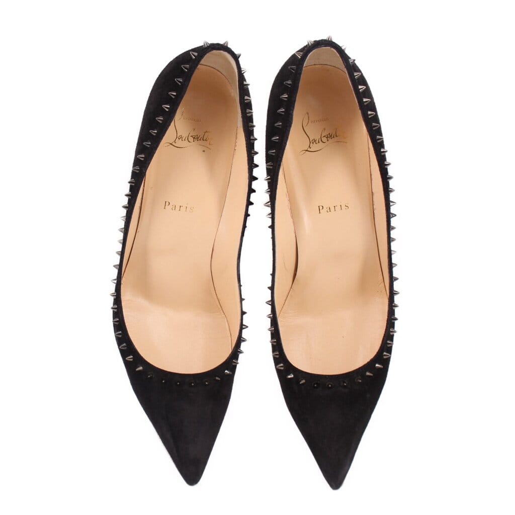 Christian Louboutin SUEDE SPIKE HEELS BLACK 40 EU | 9.5 US