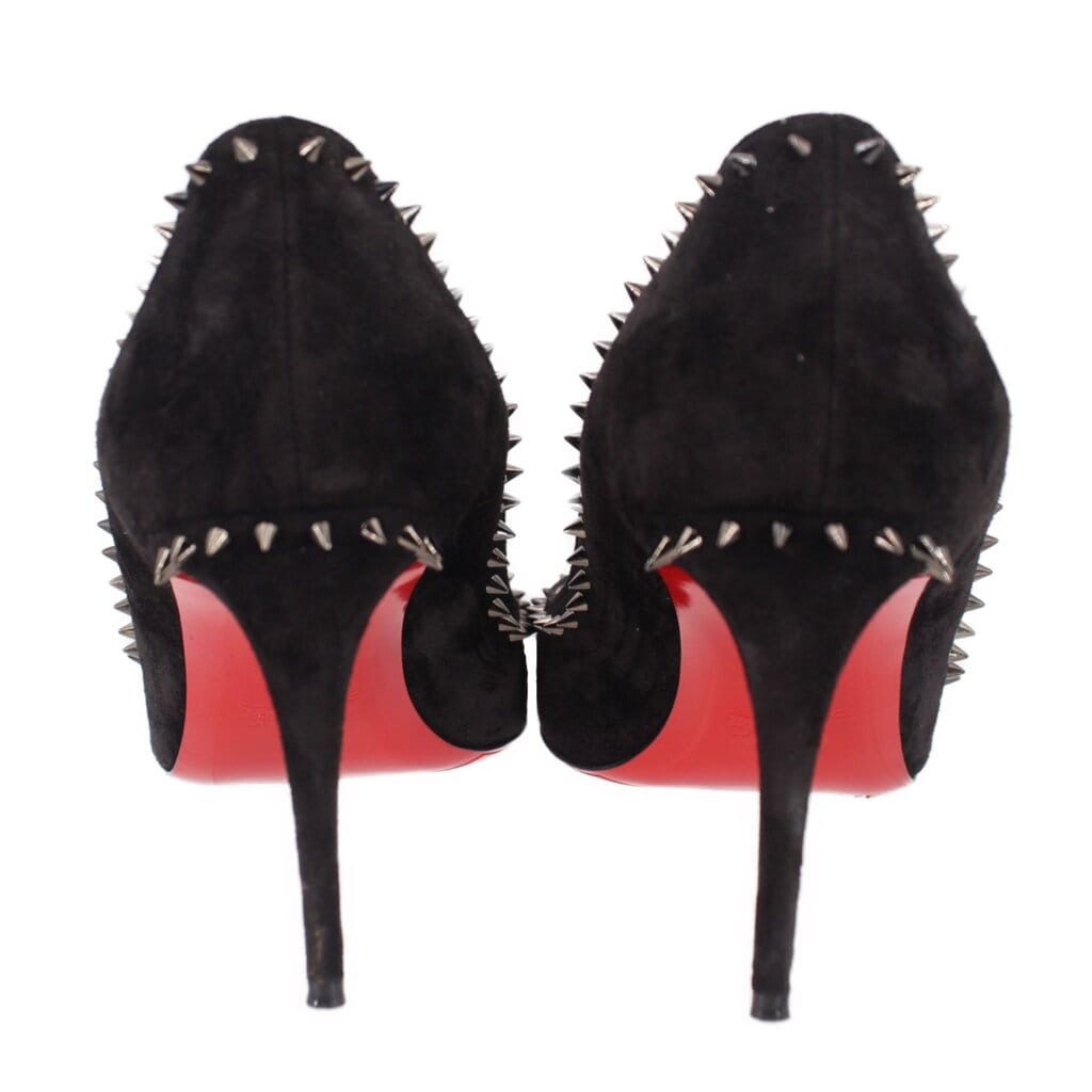 Christian Louboutin SUEDE SPIKE HEELS BLACK 40 EU | 9.5 US