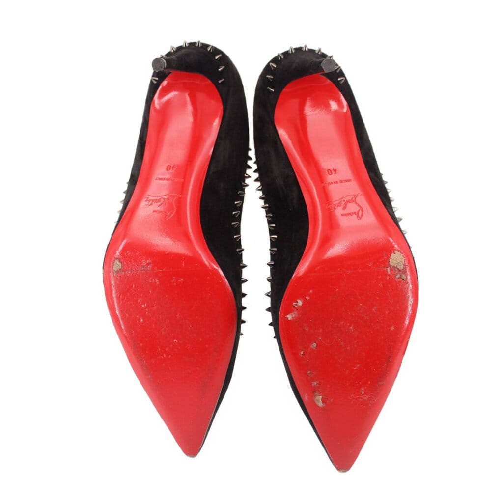 Christian Louboutin SUEDE SPIKE HEELS BLACK 40 EU | 9.5 US
