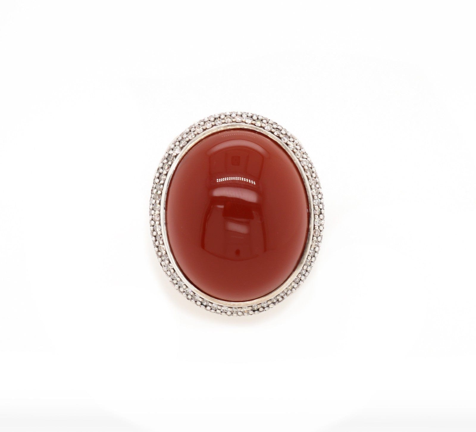 David Yurman Vintage David Yurman Signature Oval Carnelian and Diamond Frame Ring in Sterling