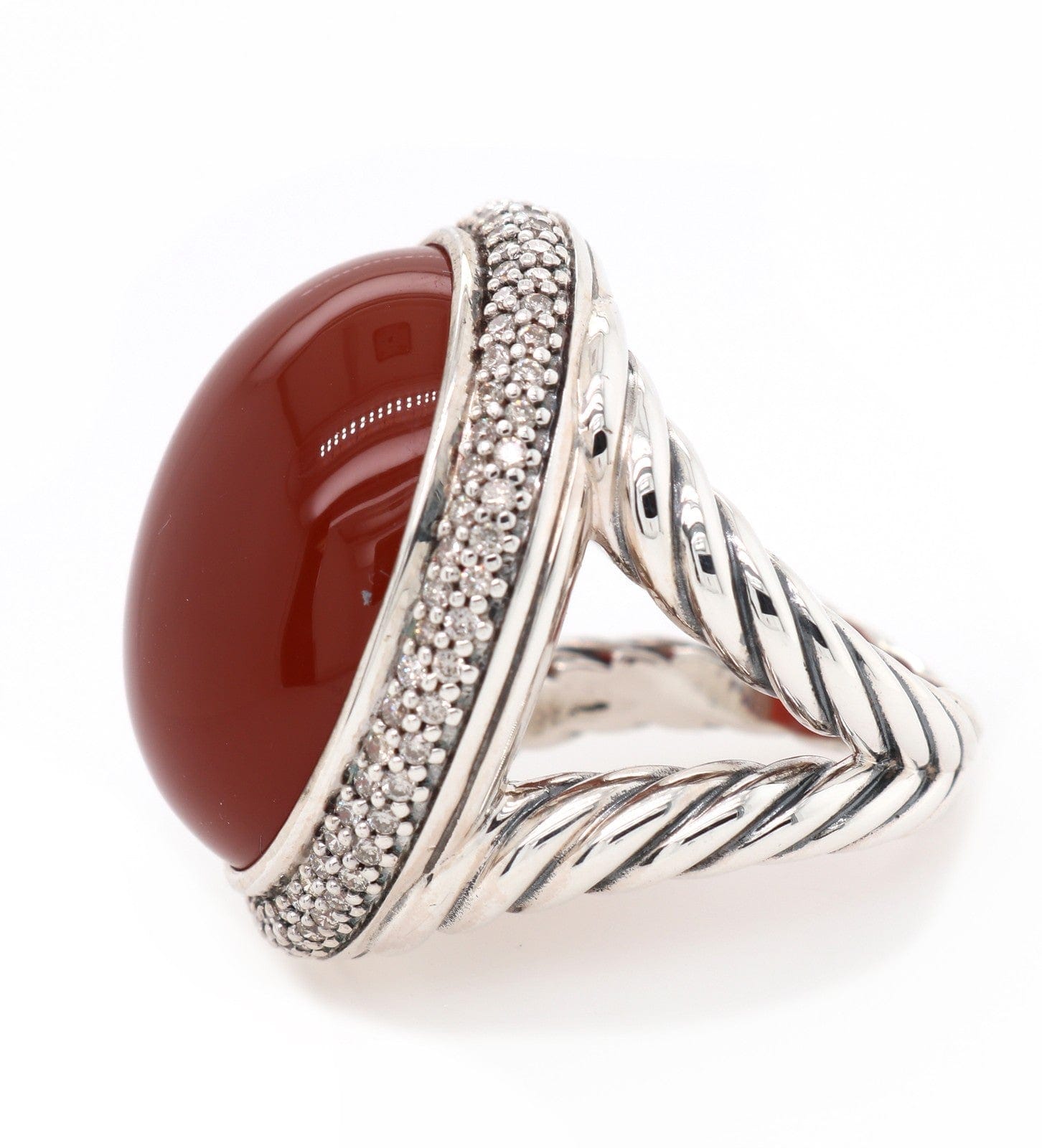 David Yurman Vintage David Yurman Signature Oval Carnelian and Diamond Frame Ring in Sterling