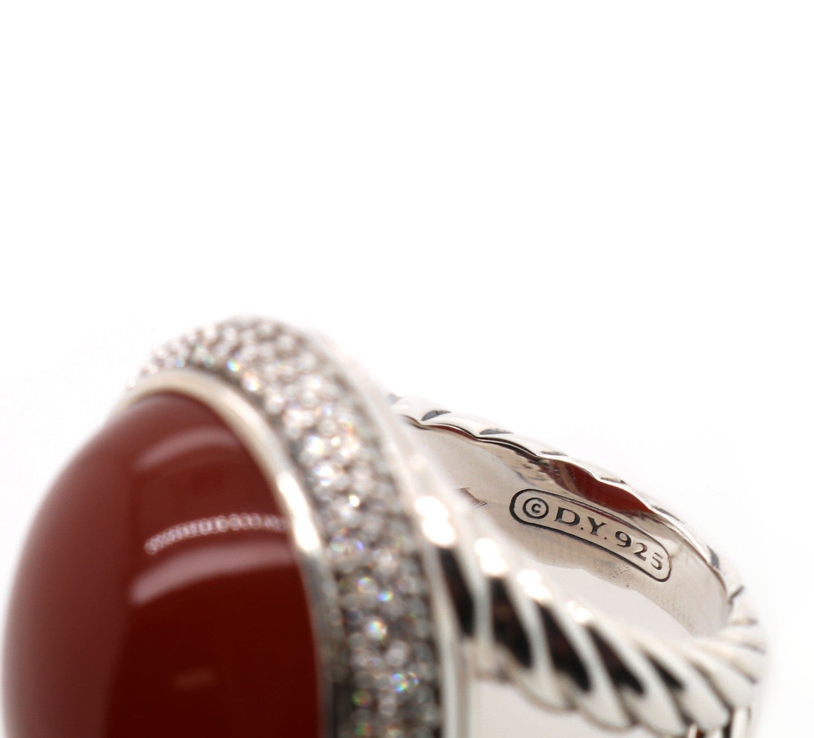 David Yurman Vintage David Yurman Signature Oval Carnelian and Diamond Frame Ring in Sterling