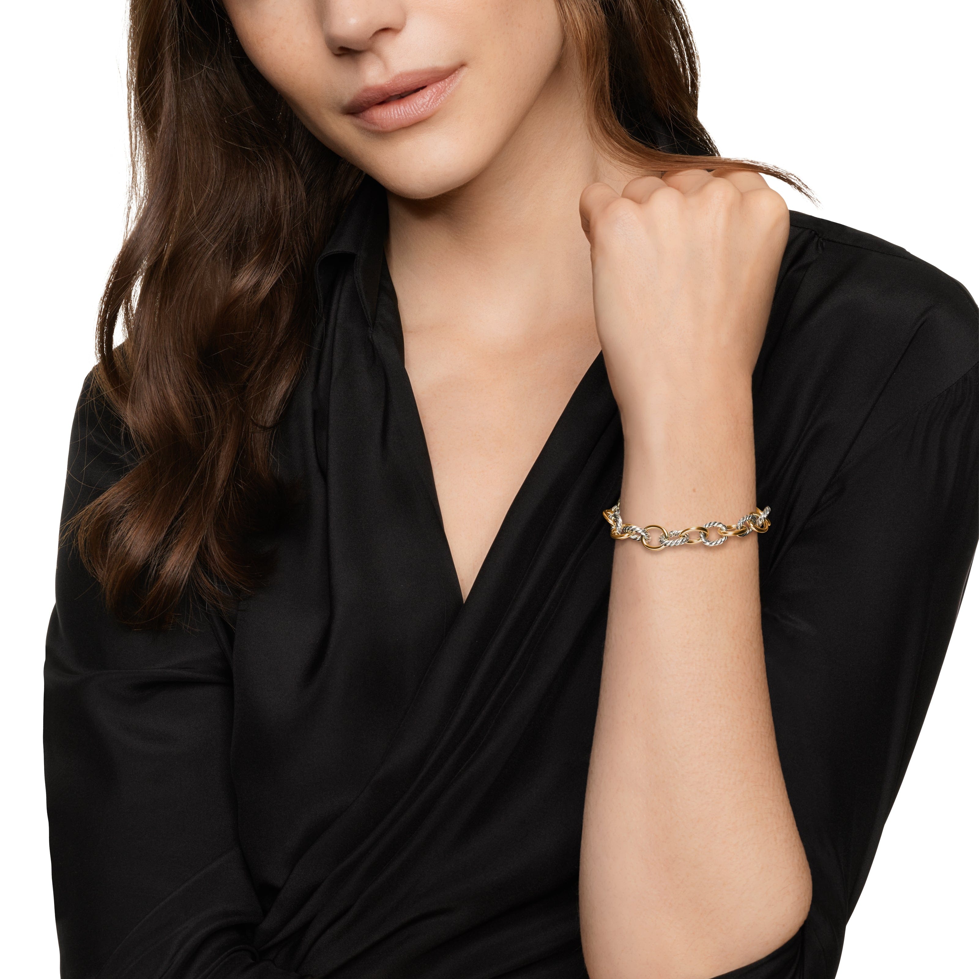 David Yurman Chain Collection Bracelet in Sterling Silver and 18k Gold