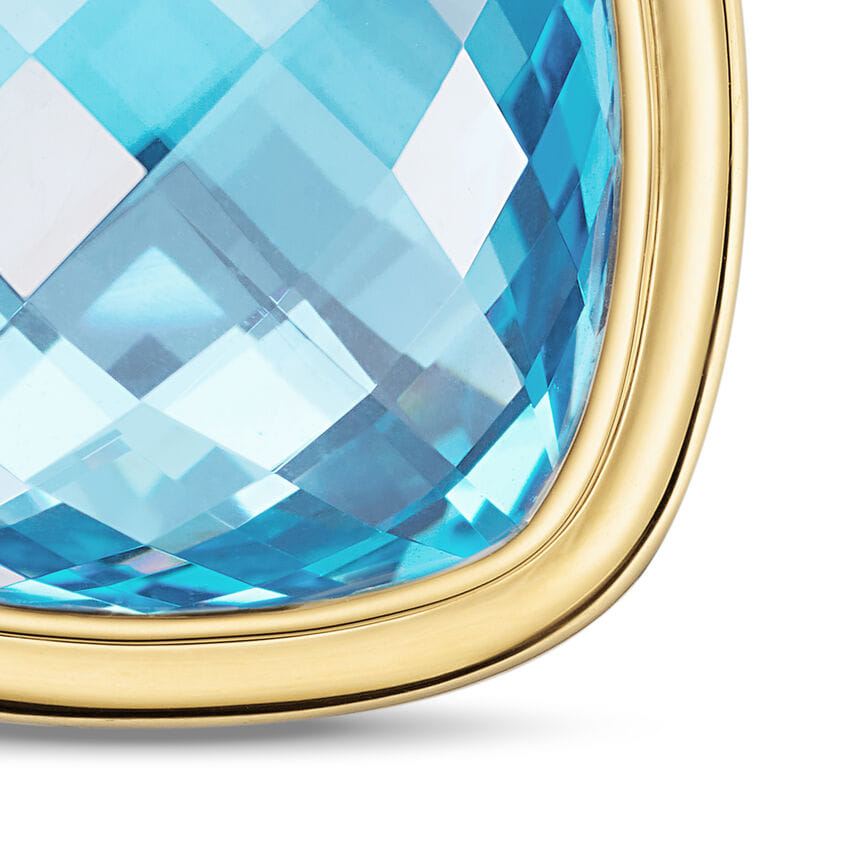 David Yurman Albion Pendant in Sterling Silver with 18K Yellow Gold and Blue Topaz, 15 mm