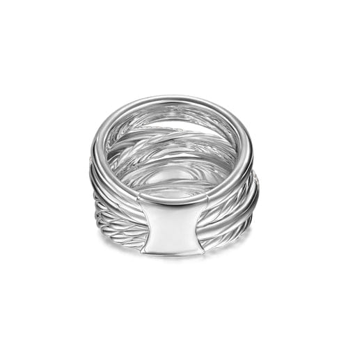 David Yurman Crossover Five Row Ring in Sterling Silver with Diamonds, 17.5 mm, Size 7