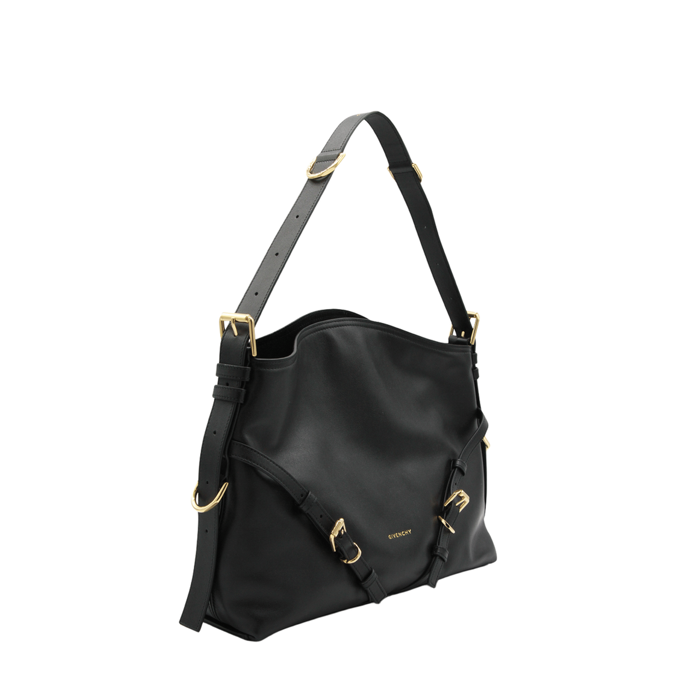 Givenchy Voyou Medium Shiny Leather Shoulder Bag - Black