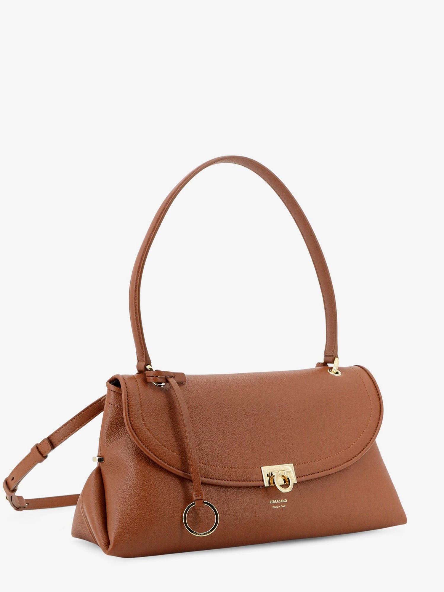 Ferragamo Leather shoulder bag with Gancini detail