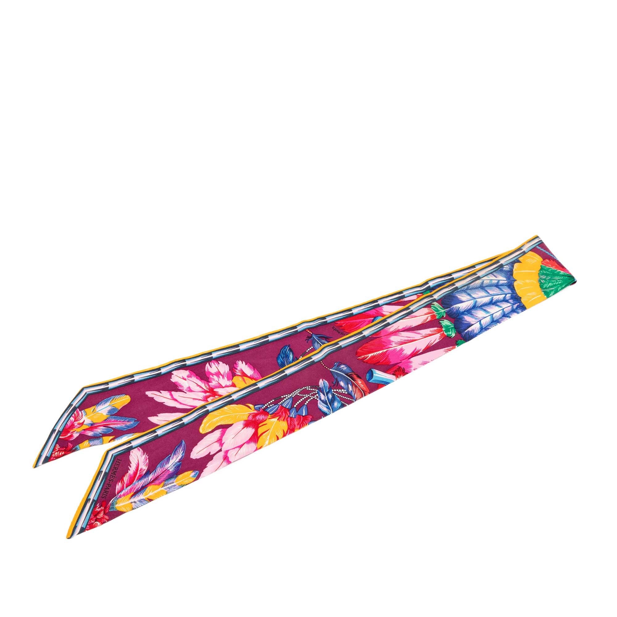 Hermès Brazil Feather Silk Twilly Scarf