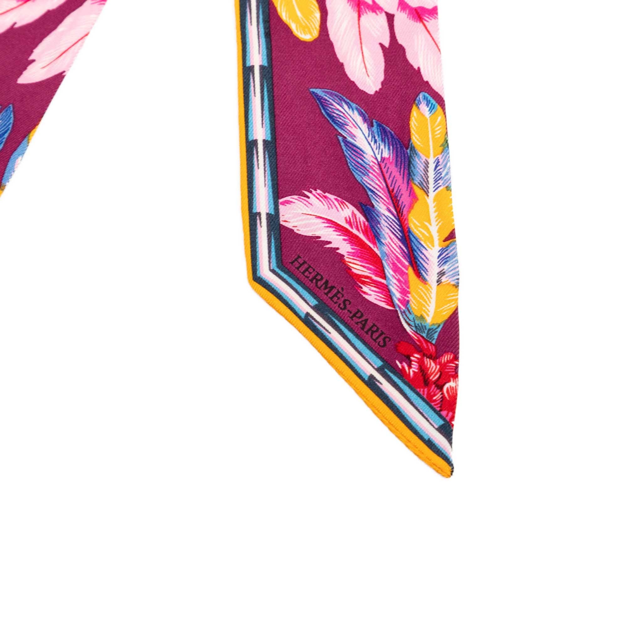 Hermès Brazil Feather Silk Twilly Scarf