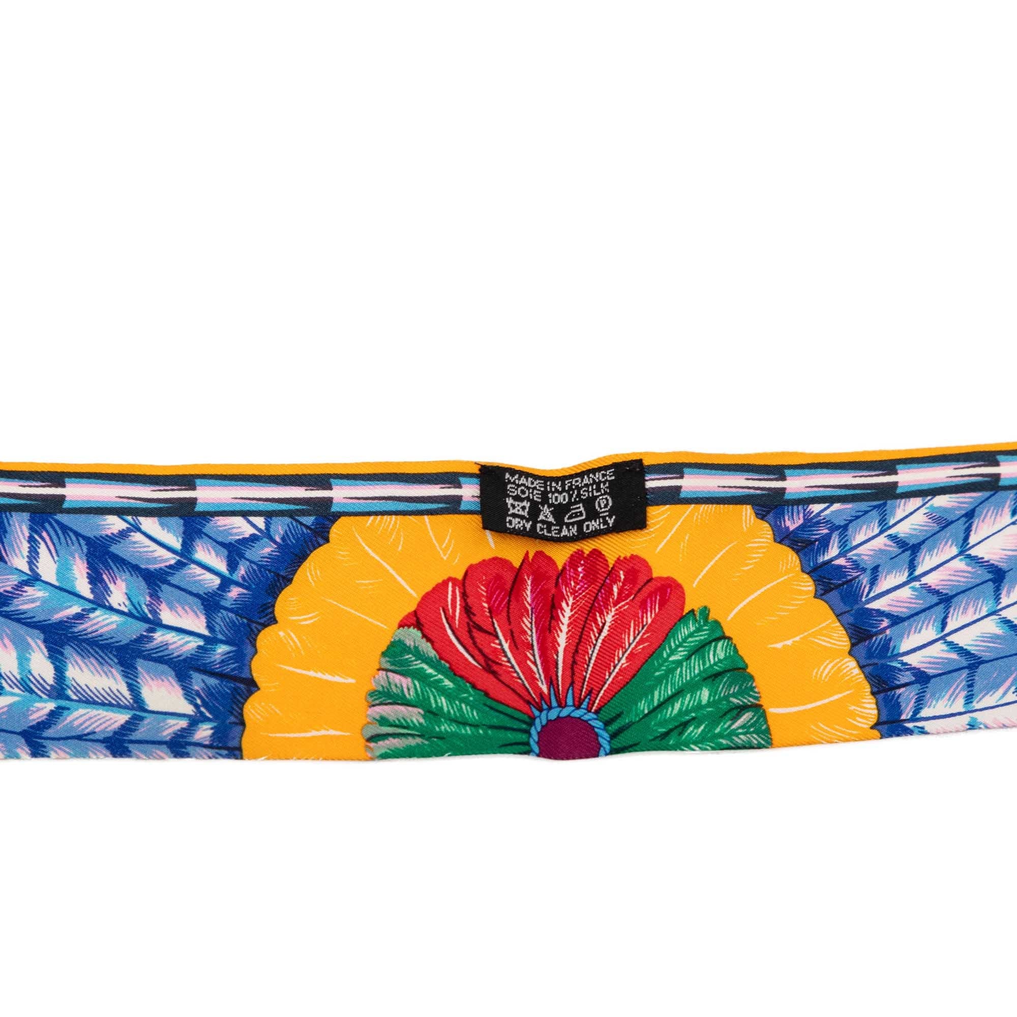 Hermès Brazil Feather Silk Twilly Scarf