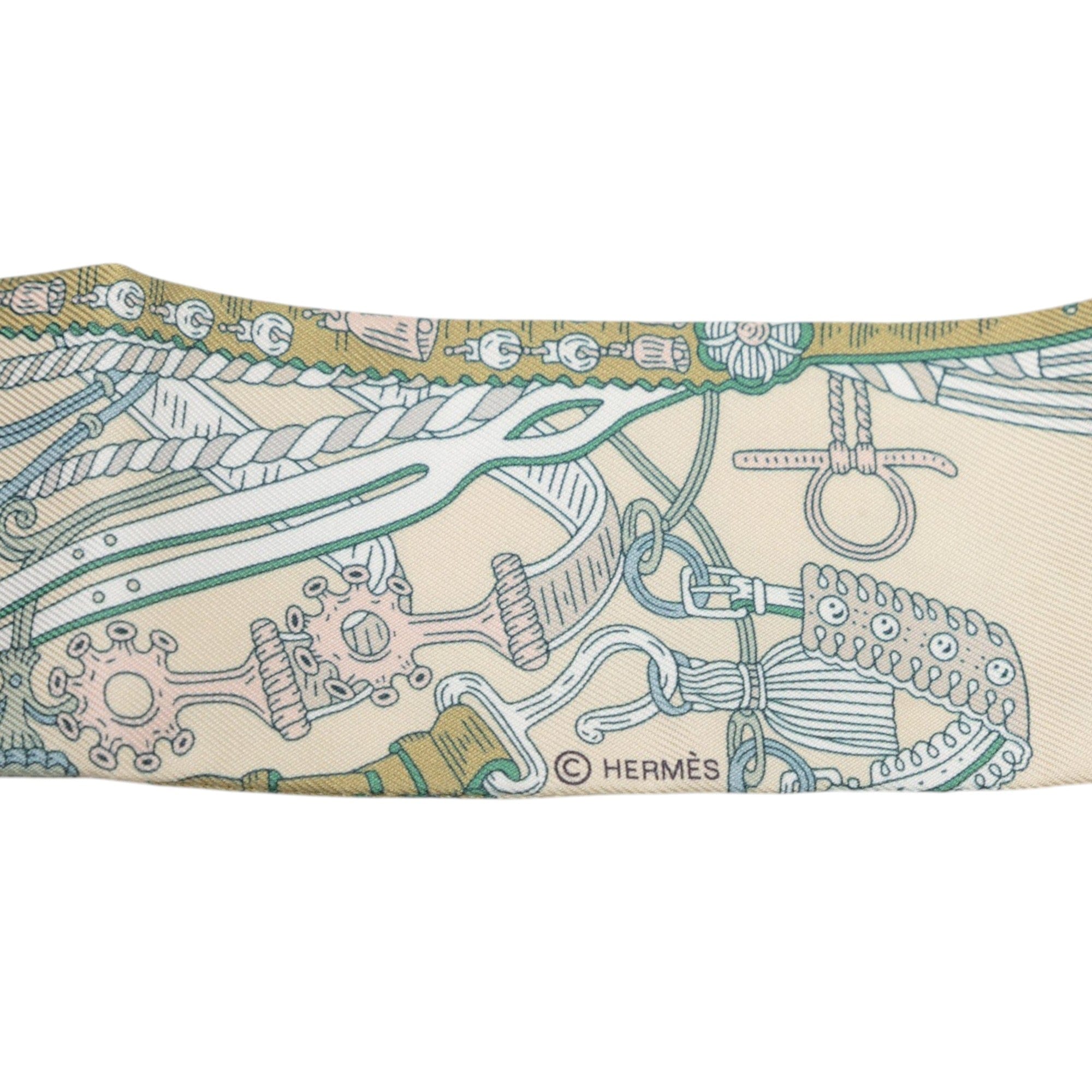 Hermès Bouquets Sellier Silk Twilly Scarf