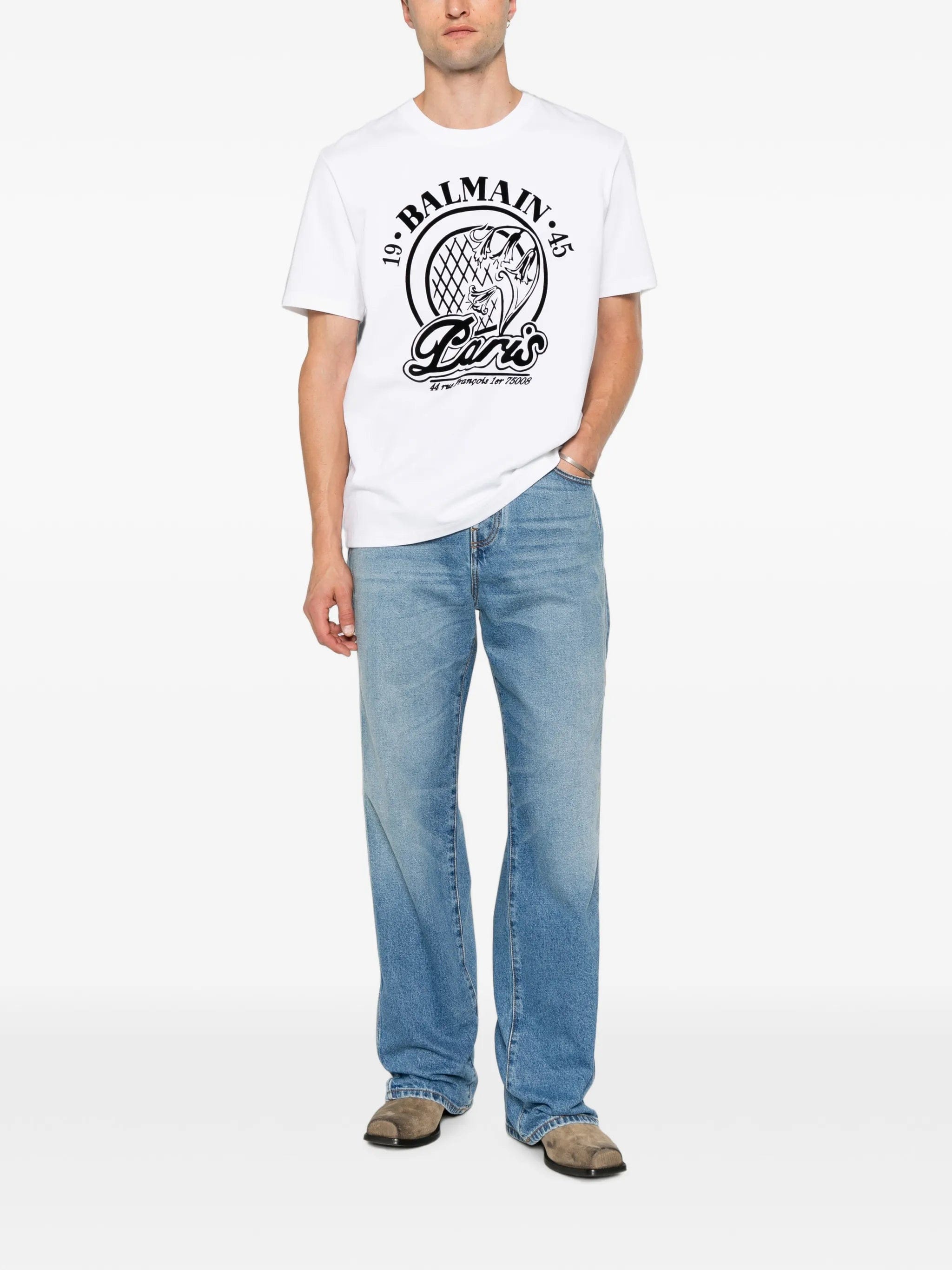 Balmain logo - print cotton T - shirt