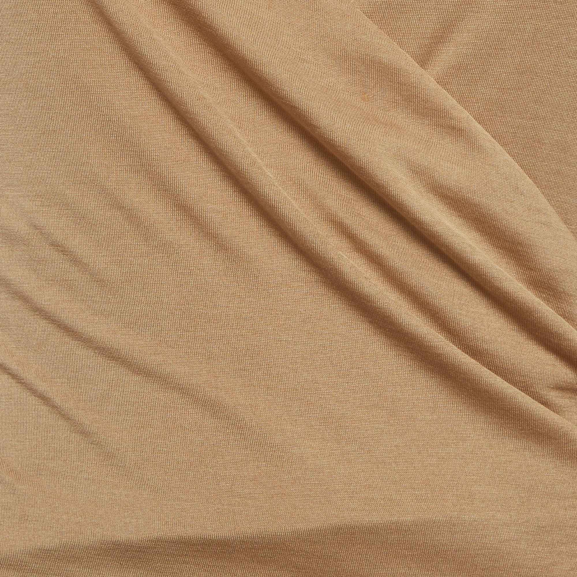 Ralph Lauren Brown Jersey And Leather Draped Top