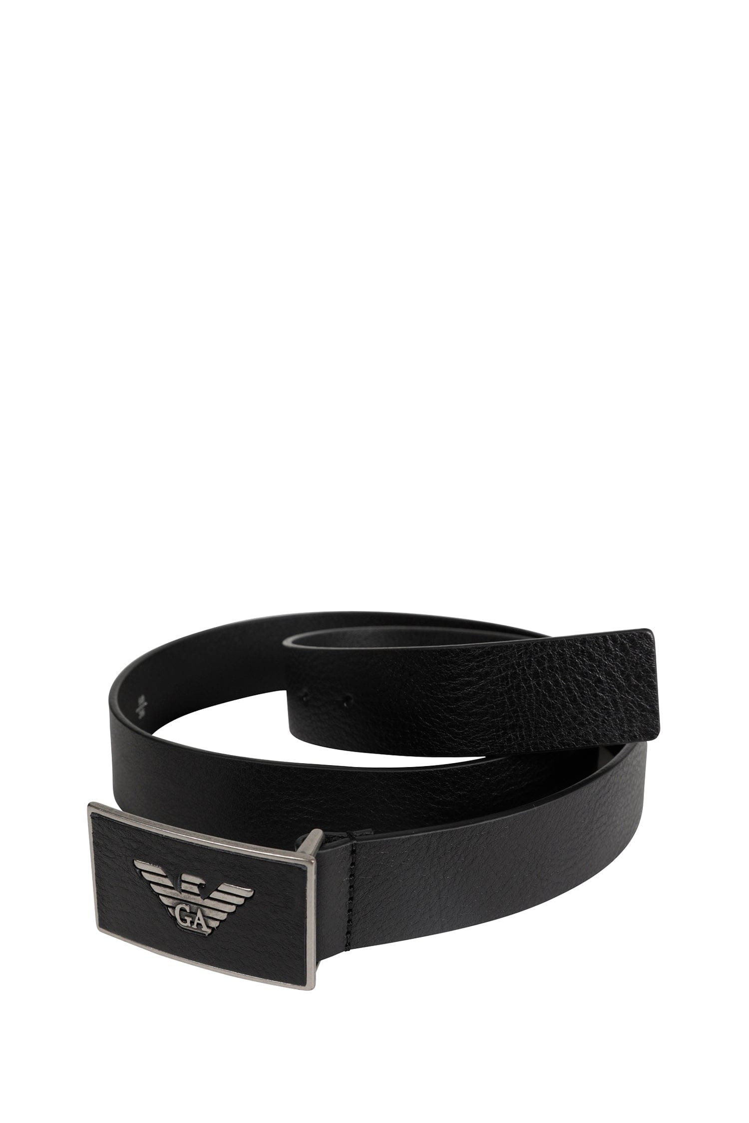 Emporio Armani Leather Belt With Eagle Plate