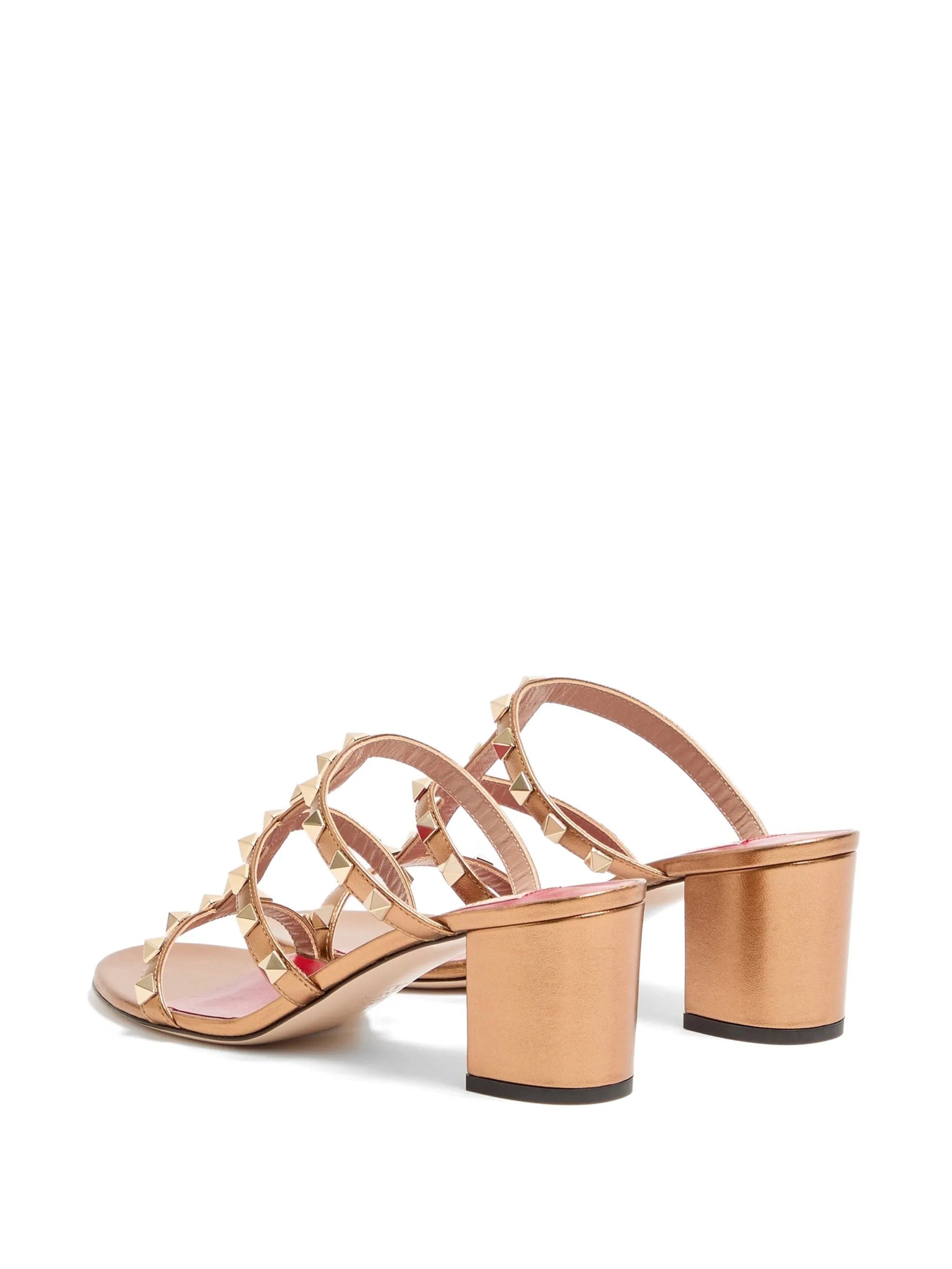 Valentino Garavani Rockstud slide sandals in laminated nappa leather 60 mm