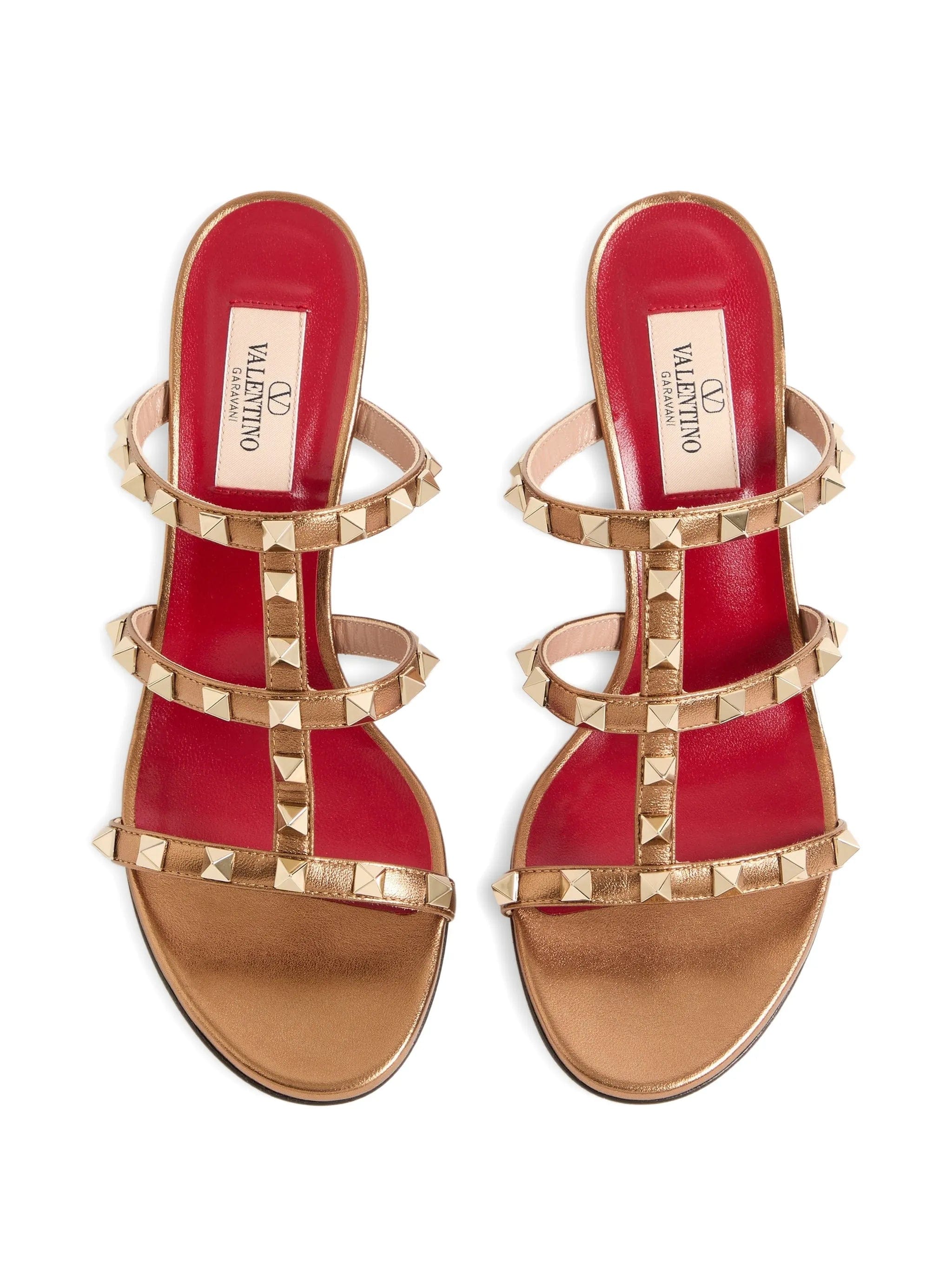Valentino Garavani Rockstud slide sandals in laminated nappa leather 60 mm