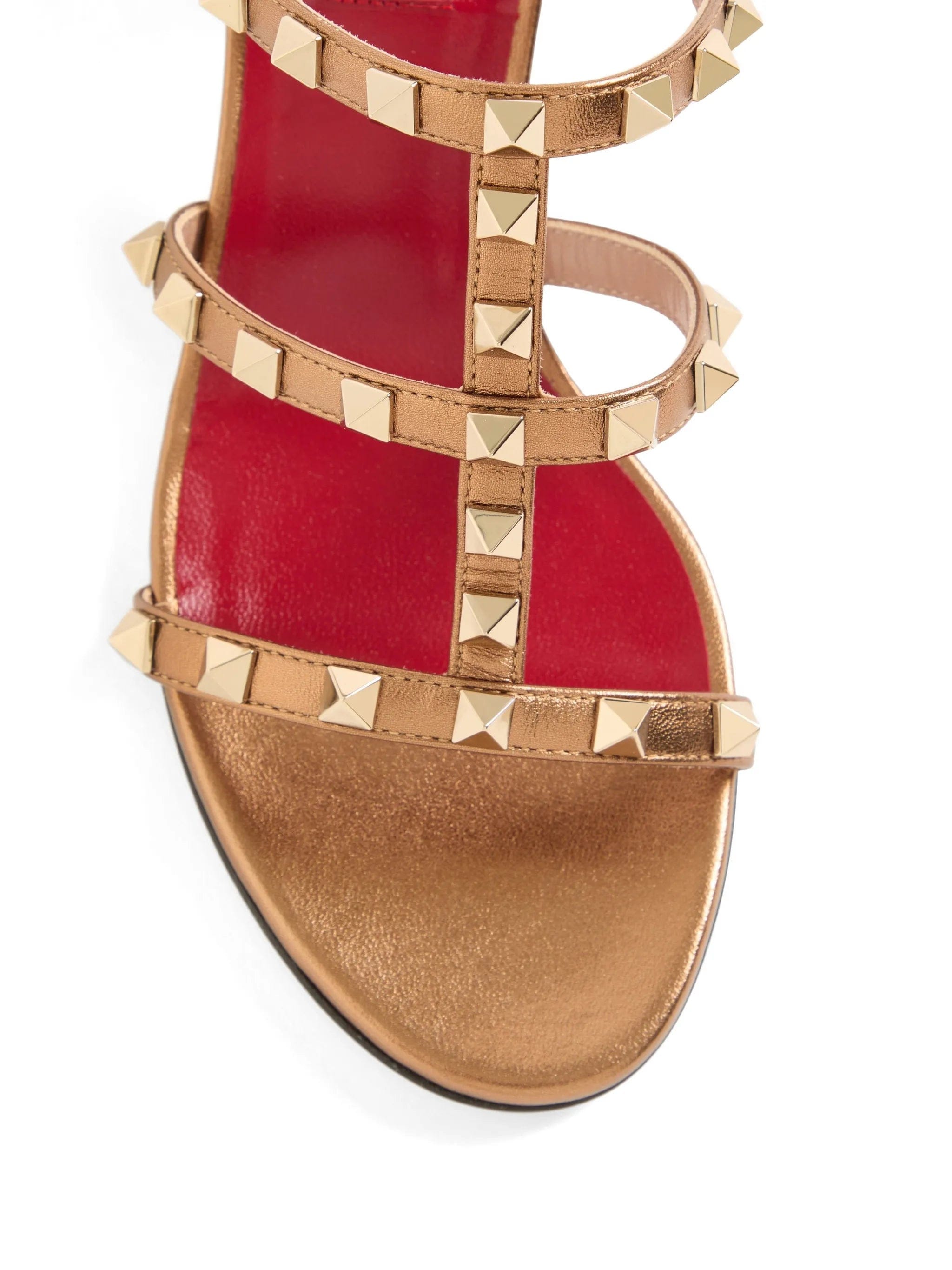 Valentino Garavani Rockstud slide sandals in laminated nappa leather 60 mm