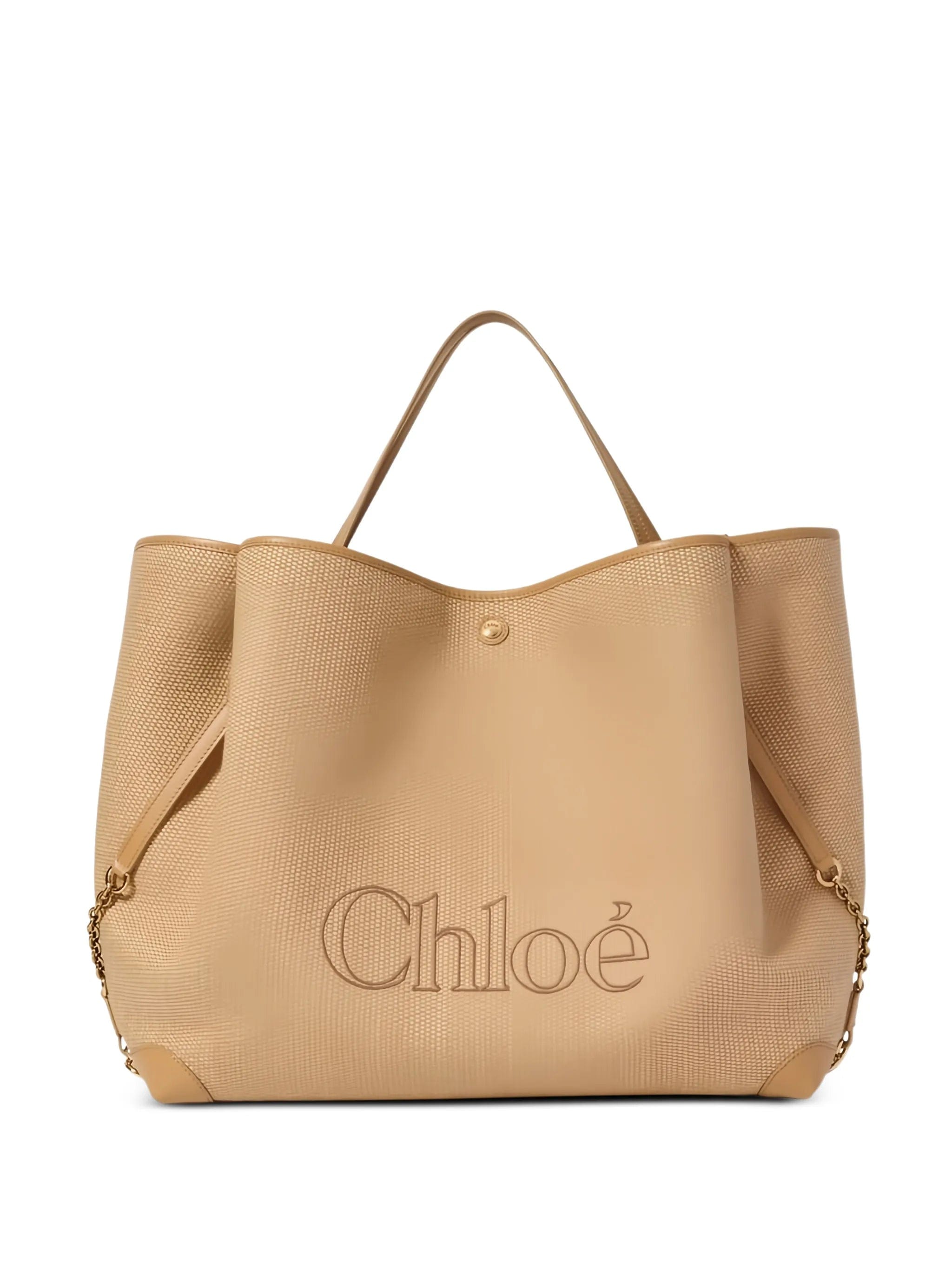 Chloé large Clover double carry bag in raffia - effect fibers