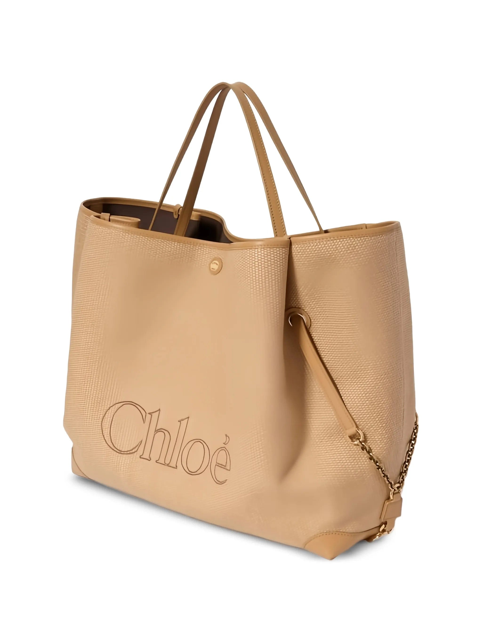 Chloé large Clover double carry bag in raffia - effect fibers