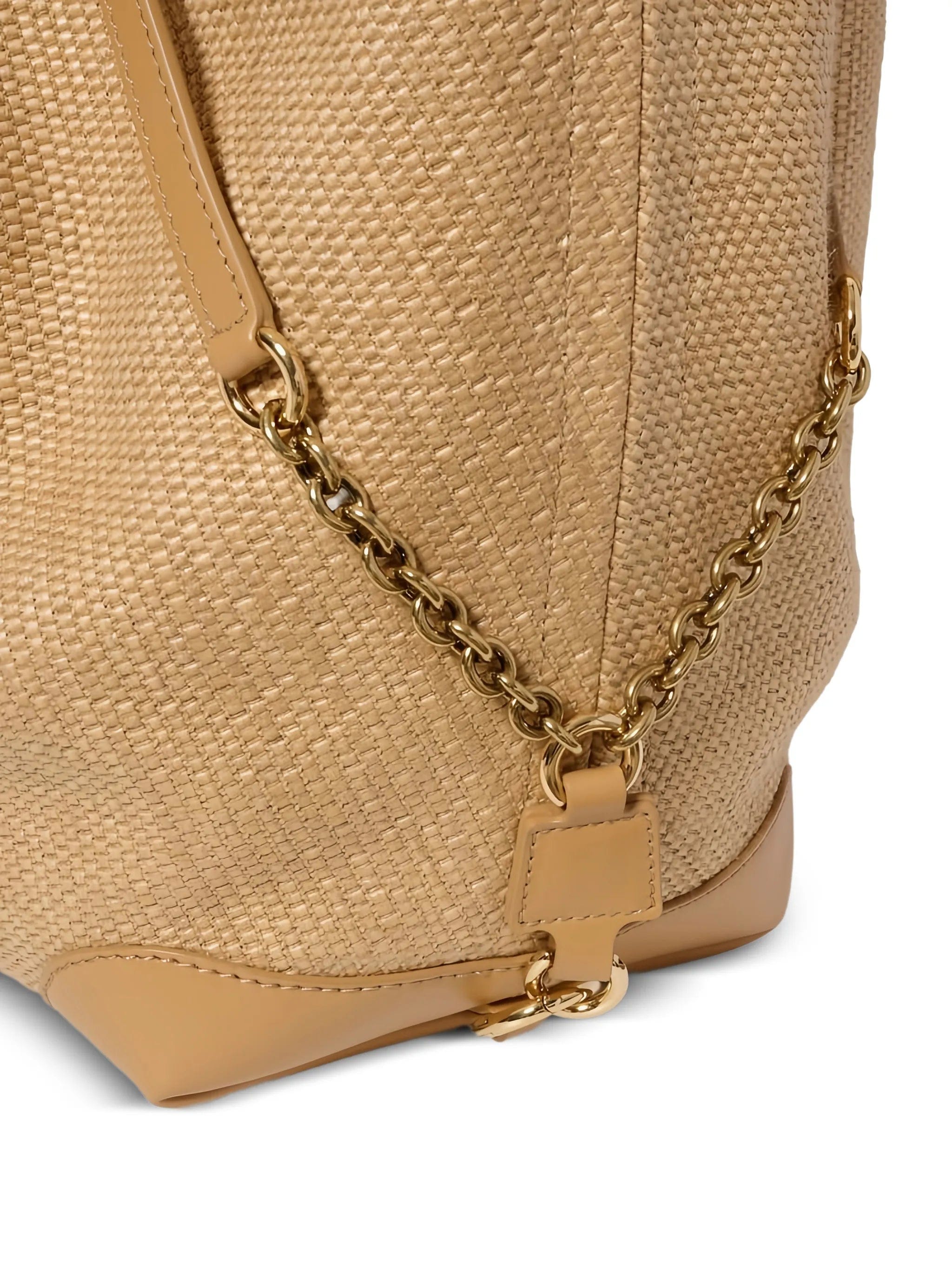 Chloé large Clover double carry bag in raffia - effect fibers