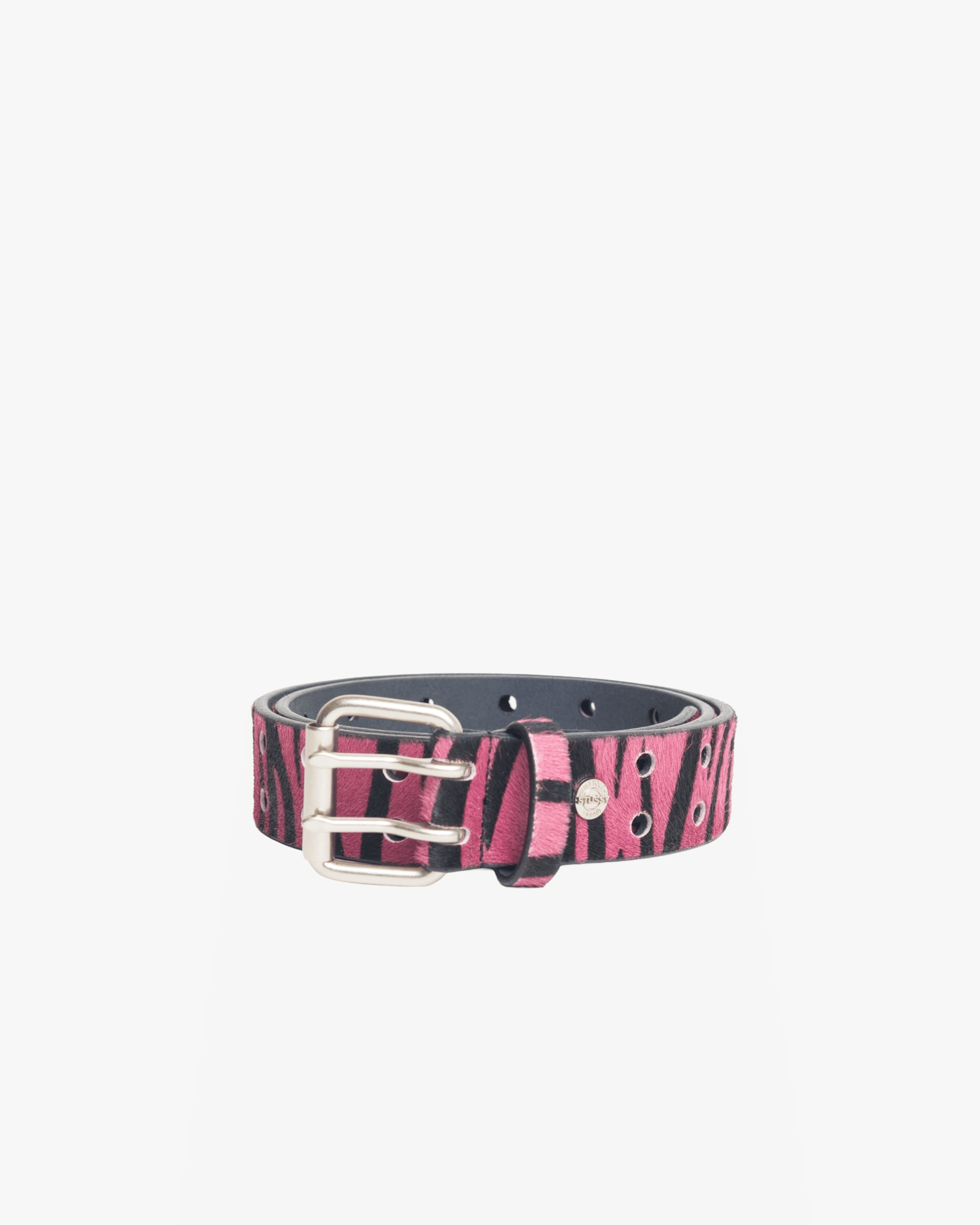 Stüssy - Men's Leather Punch Out Belt - (Pink Hairy Zebra Pattern)