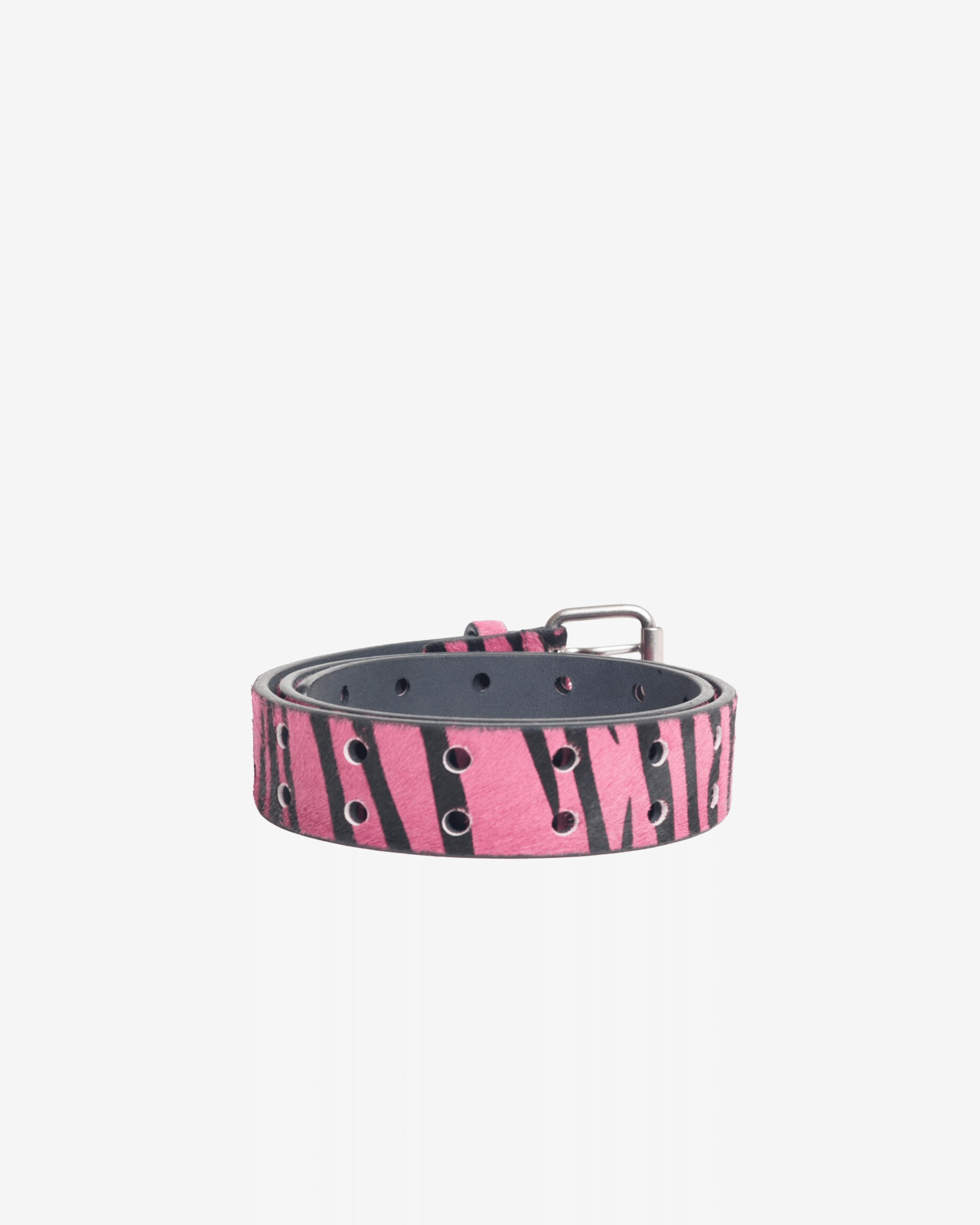 Stüssy - Men's Leather Punch Out Belt - (Pink Hairy Zebra Pattern)