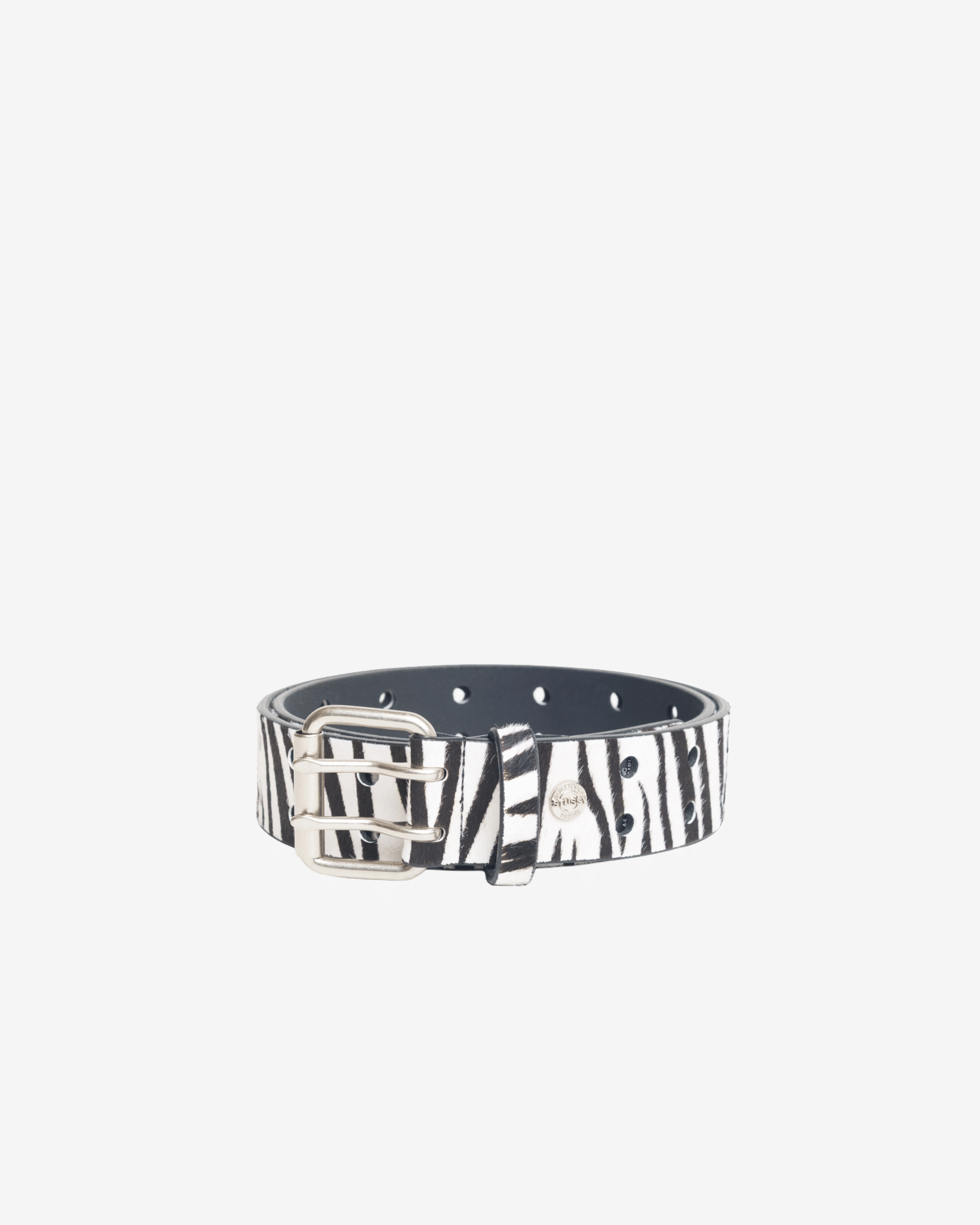 Stüssy - Men's Leather Punch Out Belt - (Hairy Zebra Pattern)