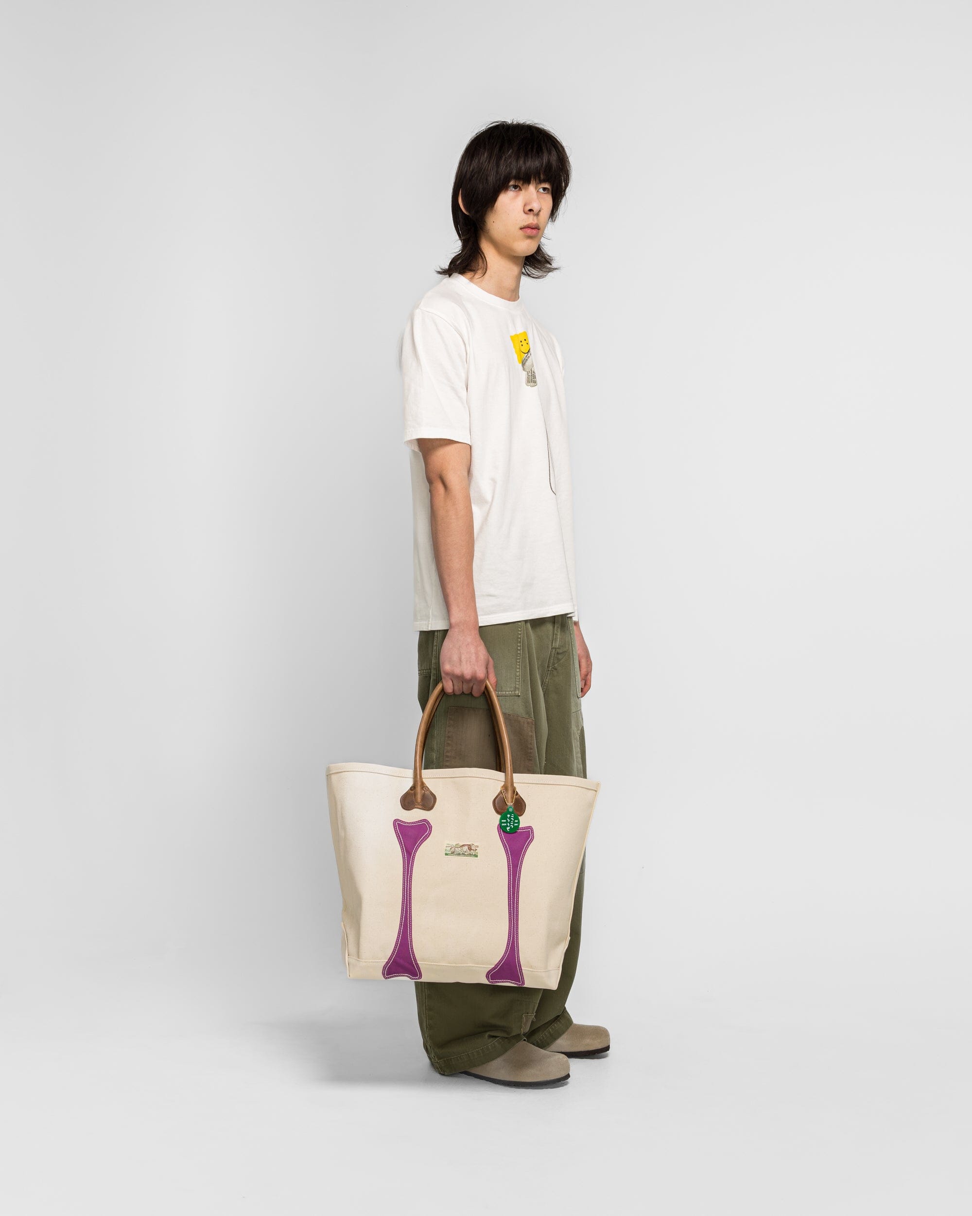 Kapital #4 Canvas KO.TSU.KO.TSU. Tote Bag - Ecru/Purple