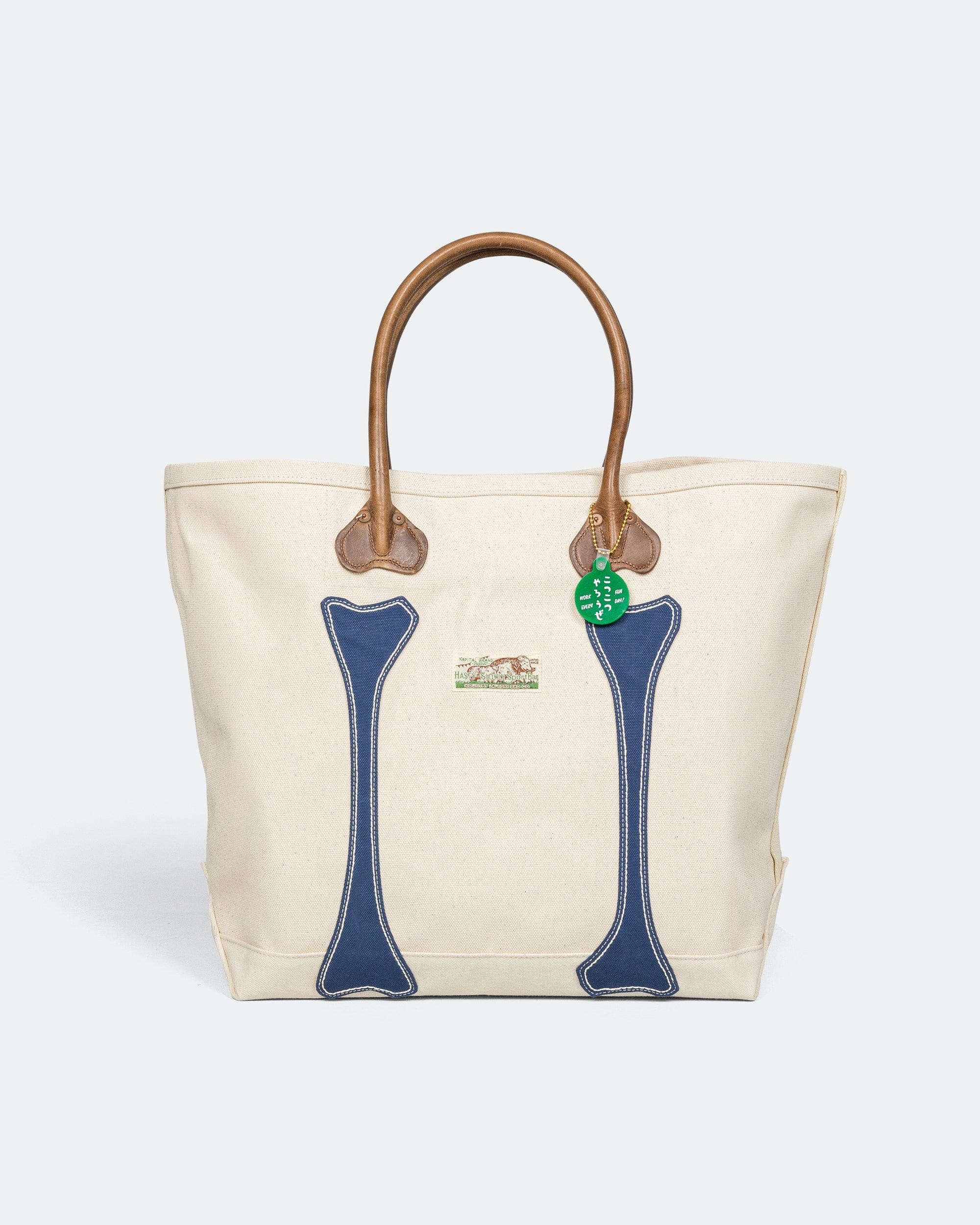 Kapital #4 Canvas KO.TSU.KO.TSU. Tote Bag - Ecru/Navy