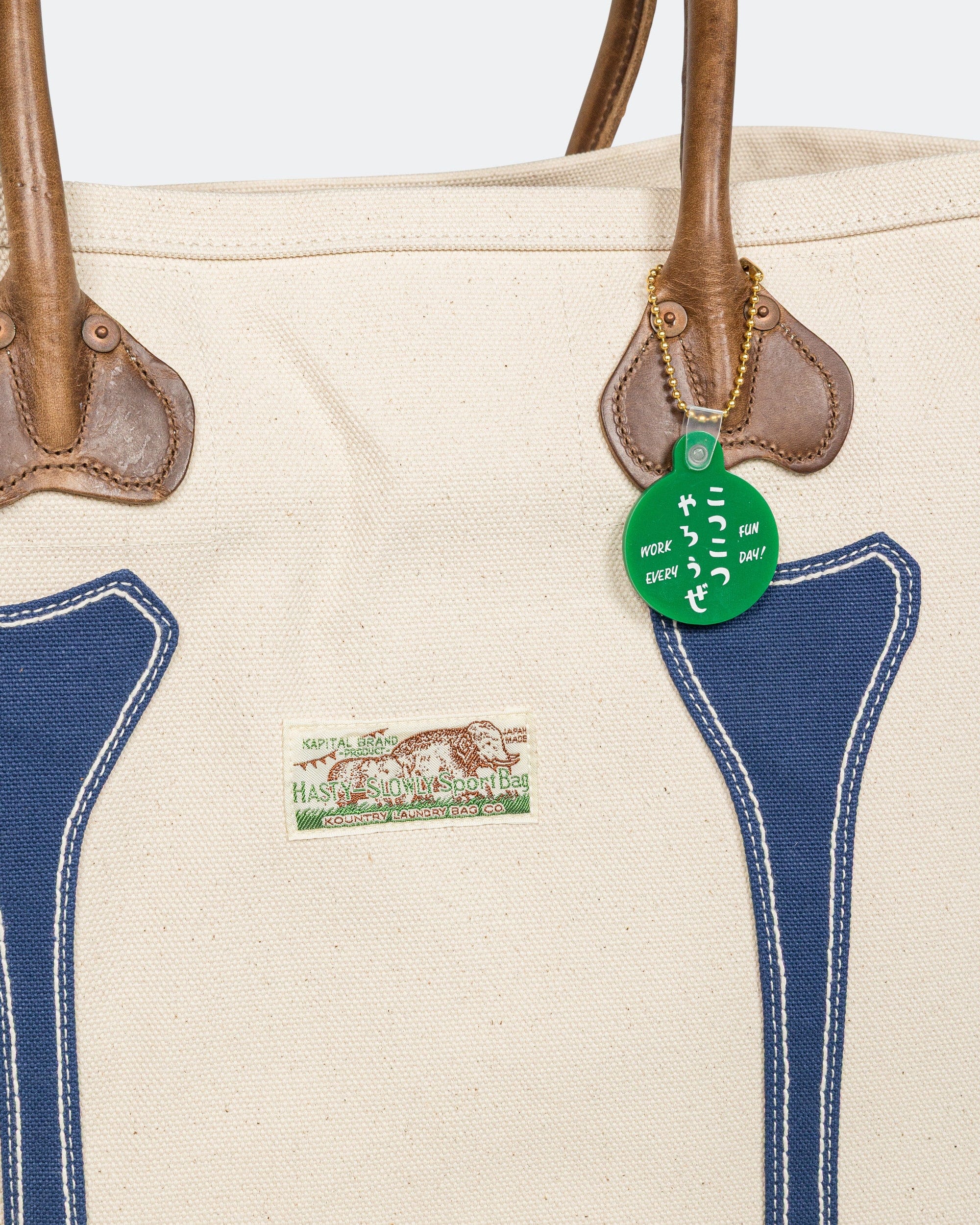 Kapital #4 Canvas KO.TSU.KO.TSU. Tote Bag - Ecru/Navy