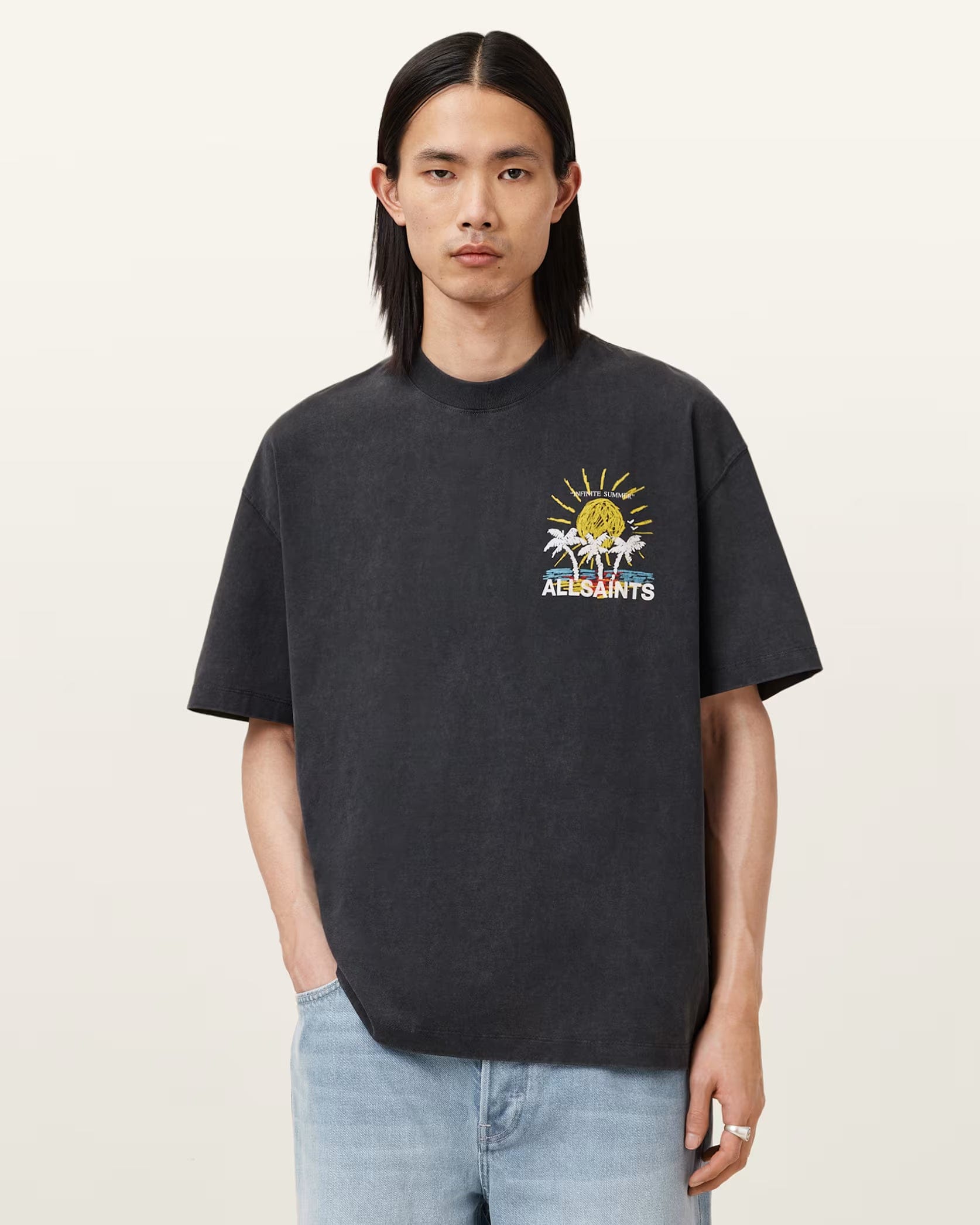 All Saints Cove Crayon Graphic Oversized T - Shirt