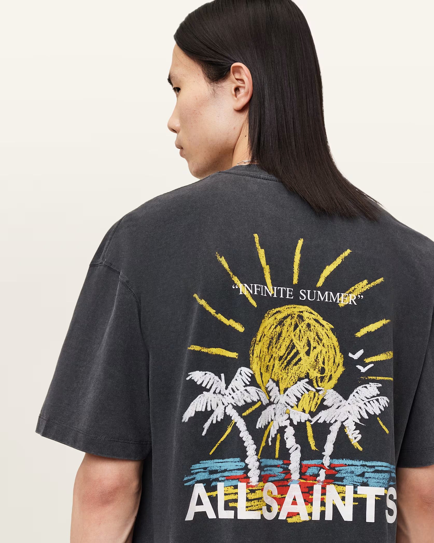 All Saints Cove Crayon Graphic Oversized T - Shirt