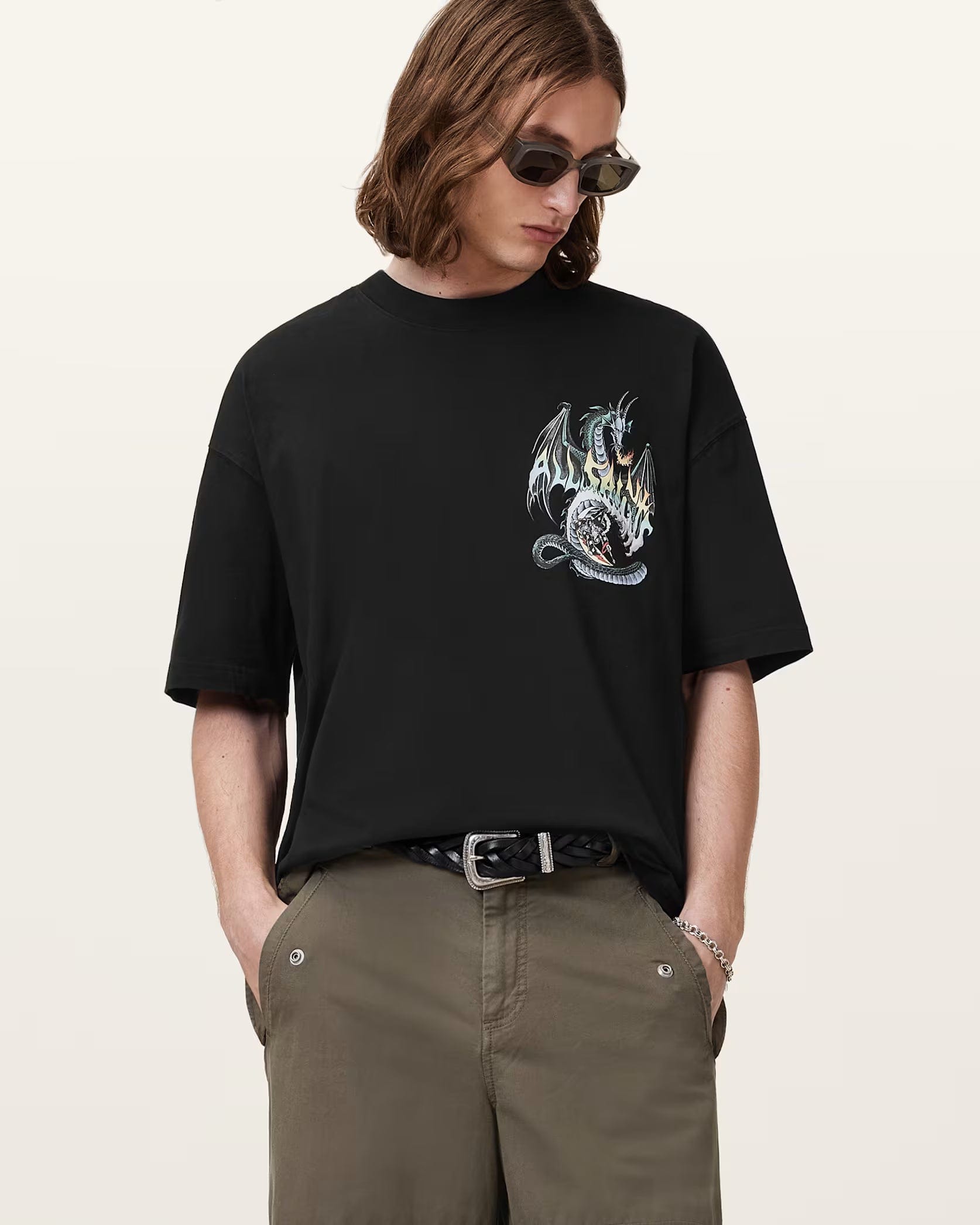 All Saints Dragon Wave Oversized Short Sleeve T - Shirt