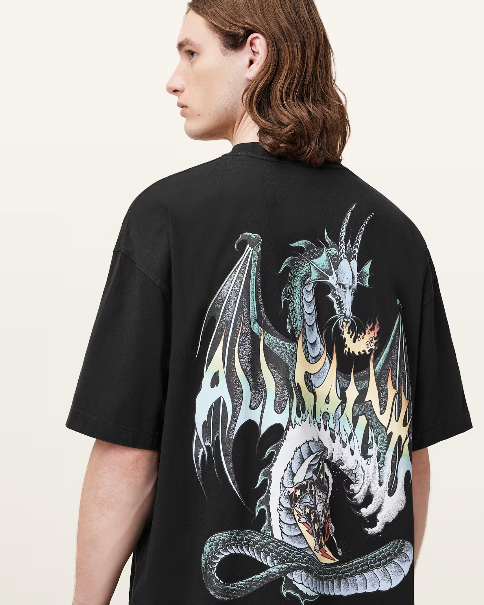 All Saints Dragon Wave Oversized Short Sleeve T - Shirt