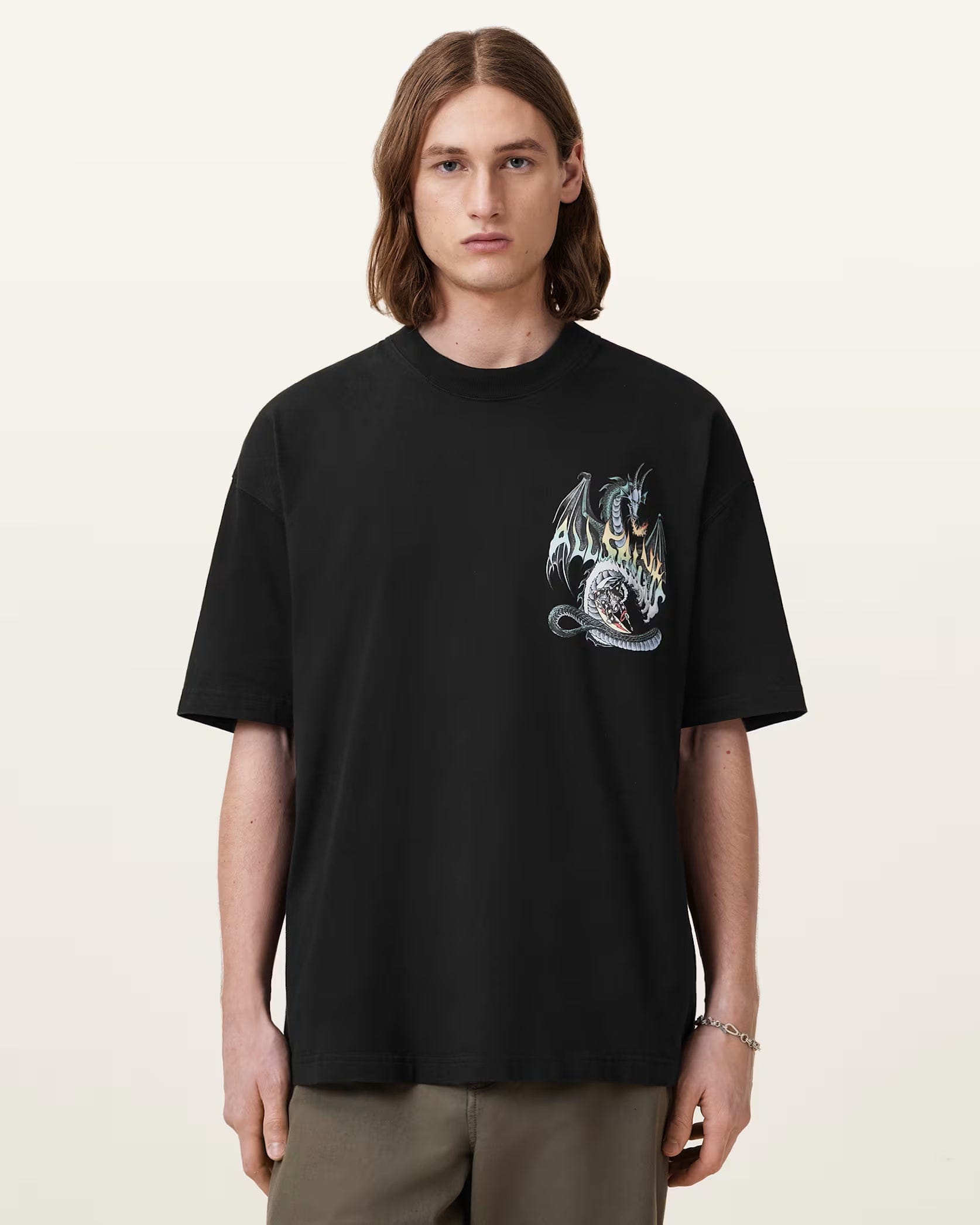 All Saints Dragon Wave Oversized Short Sleeve T - Shirt